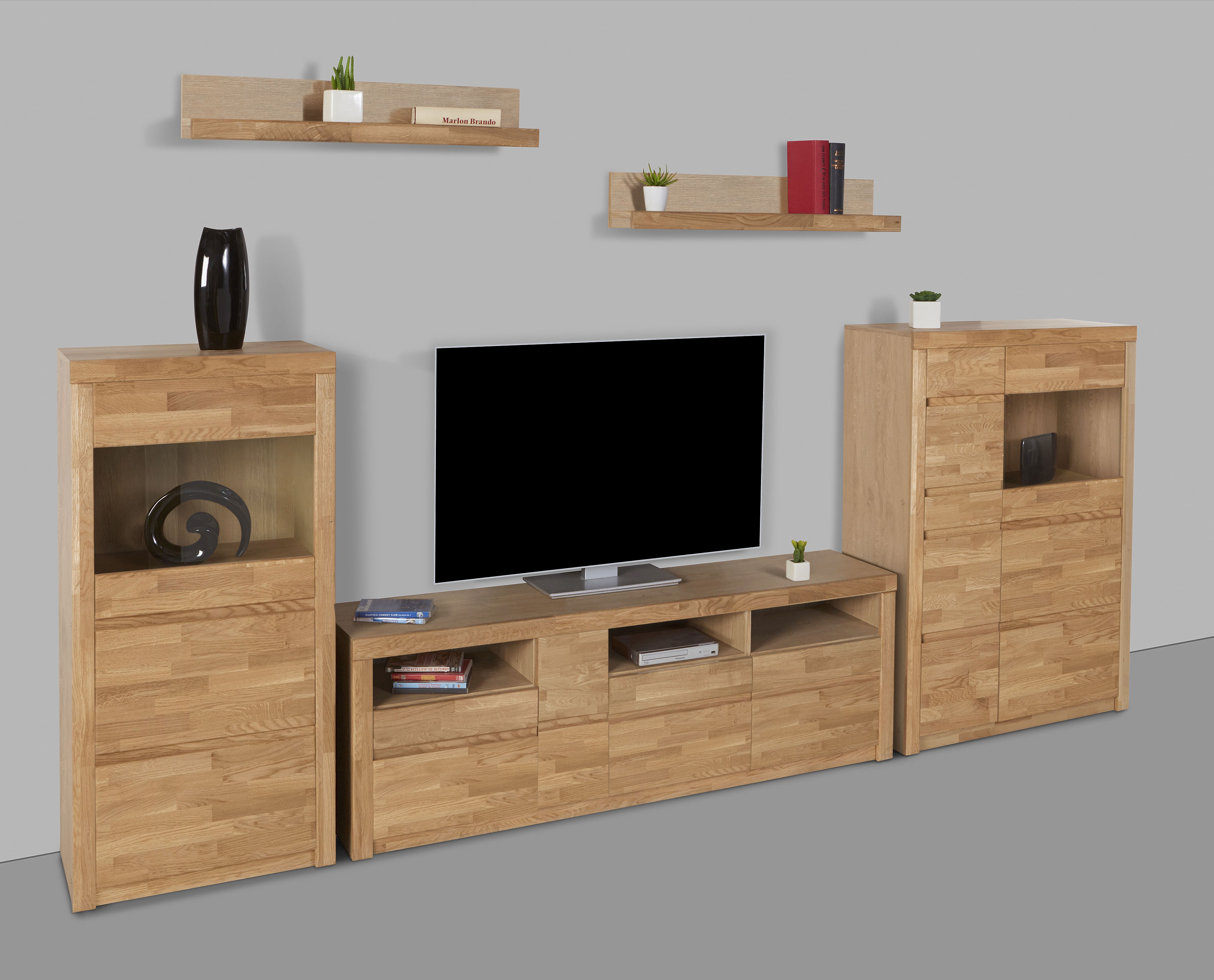 OTTO home Wohnwand "Silkeborg: 5-teilig, Breite: 310cm, Griffmulden, variable Einlegeboden" Set, 5 Stk. tlg.