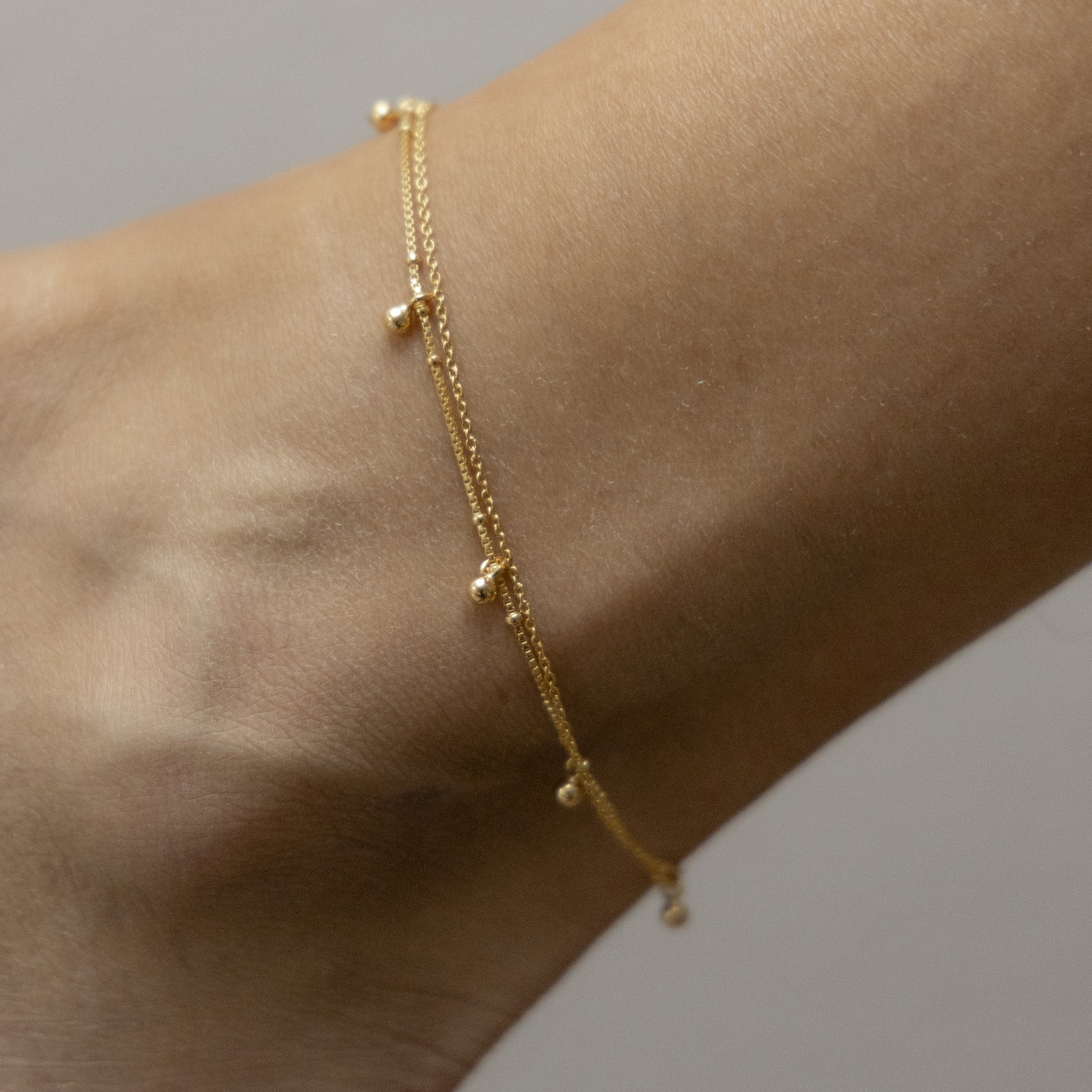 CAÏ Fußkette »925 Silber vergoldet zweireihig Kugelanhänger«