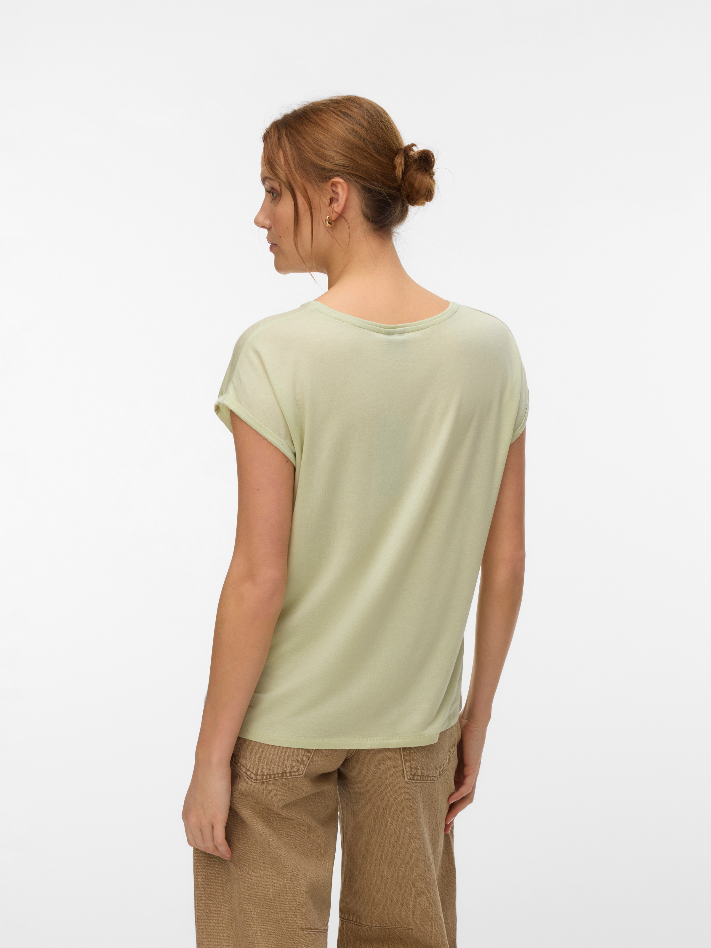 Vero Moda Rundhalsshirt "VMAVA PLAIN SS TOP GAJRS NOOS" Materialmix, regula günstig online kaufen