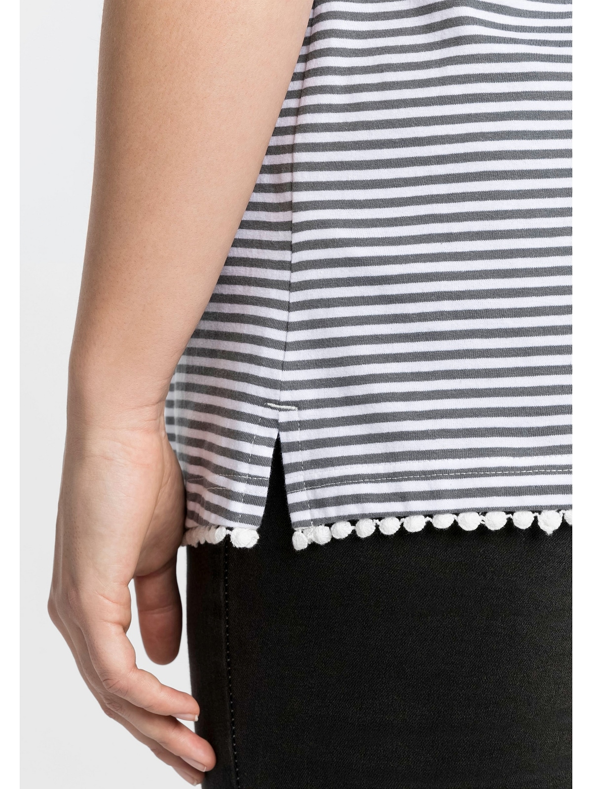 Sheego Oversize-Shirt »Große Größen«, mit am und Dekokante kaufen BAUR | garngefärbten Saum Ringeln online