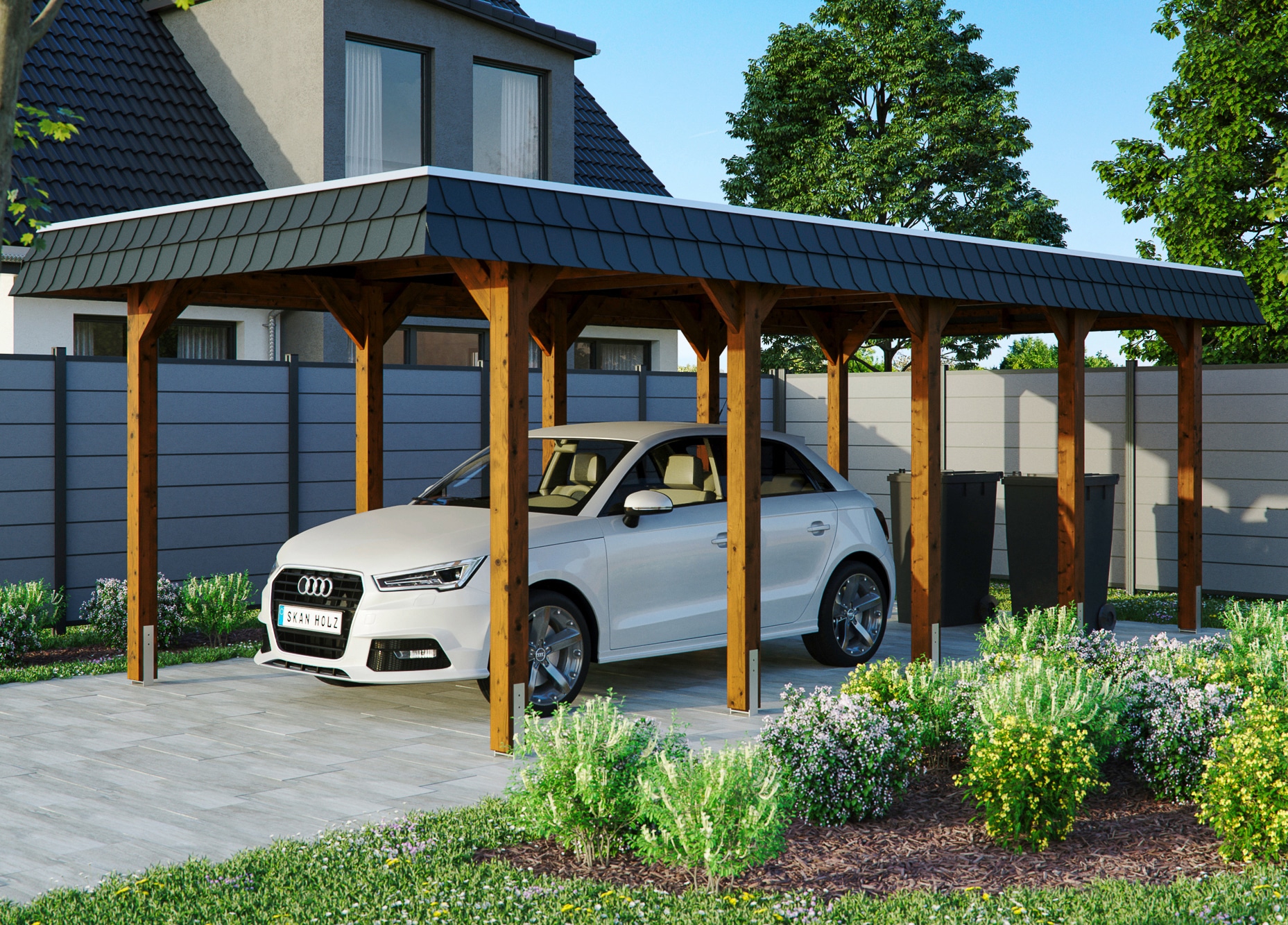 Skanholz Einzelcarport "Spreewald" Massivholz 285 cm braun