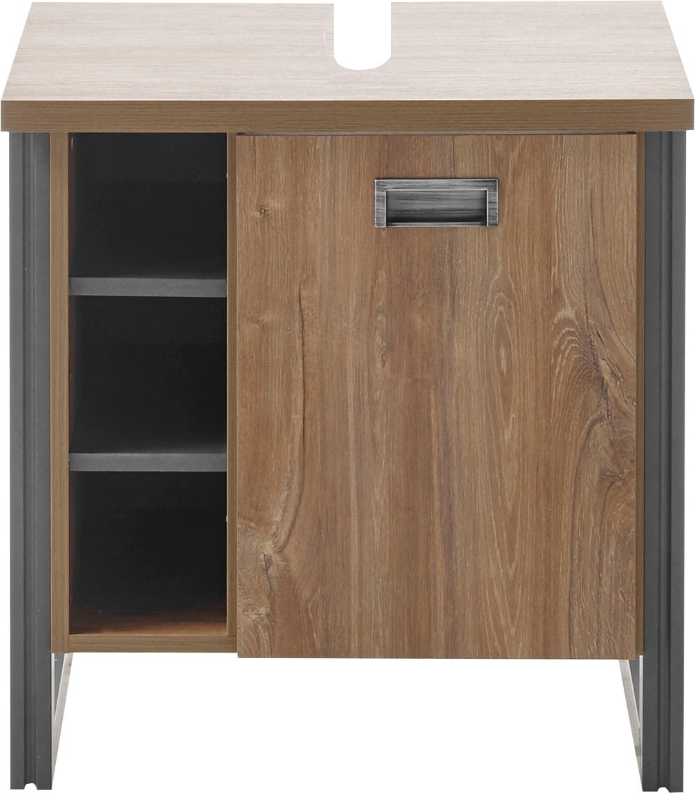 Thumbnail - Home affaire Waschbeckenunterschrank "Detroit, Waschtisch mit Apothekergriff, Badschrank im Industrialdesign", Eiche Dek...