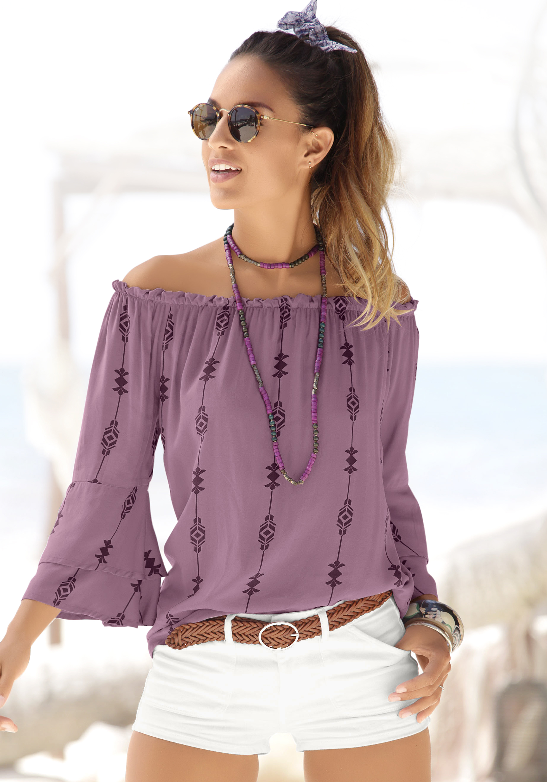 Carmenbluse, mit Ethnoprint