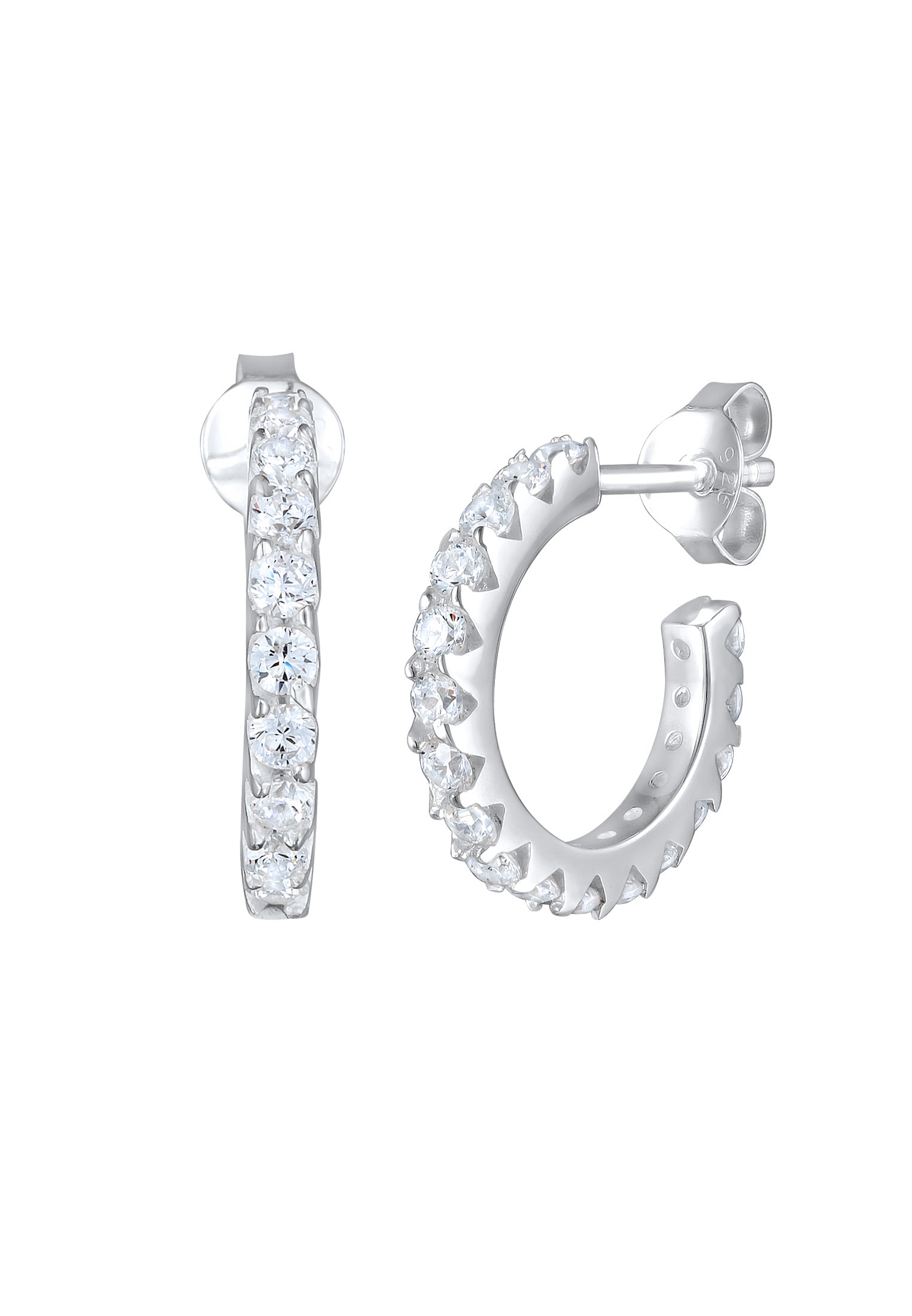 Elli Paar Creolen »Creole mit Stein Zirkonia Weiß 925 Sterling Silber«