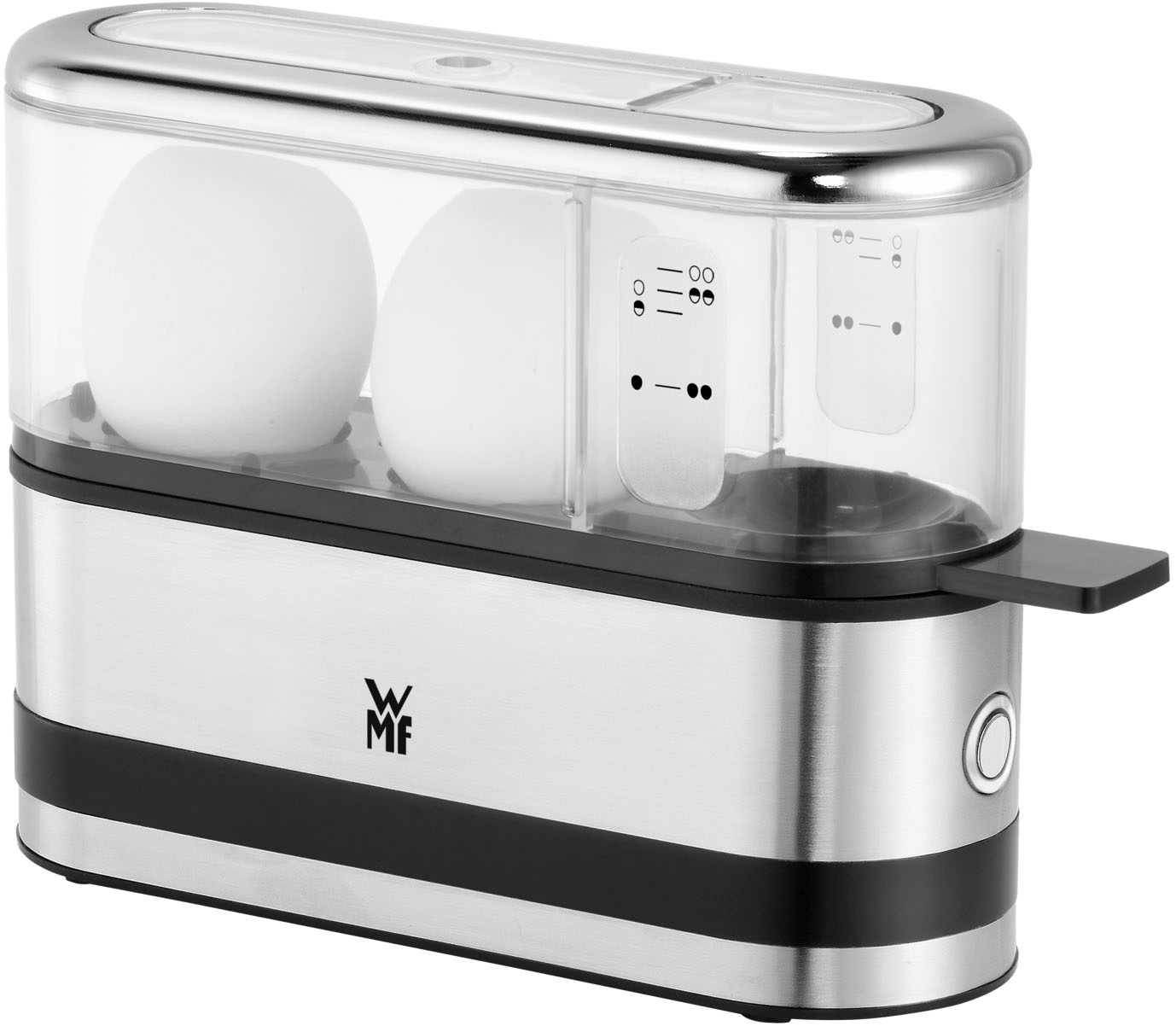 WMF Eierkocher »KÜCHENminis® 2-Eier-Kocher, integrierter Wasserdosierer und Eipick«, für 2 St. Eier, 250 W, hochwertiges Chromargan und langlebiges Tritan, Grifffläche