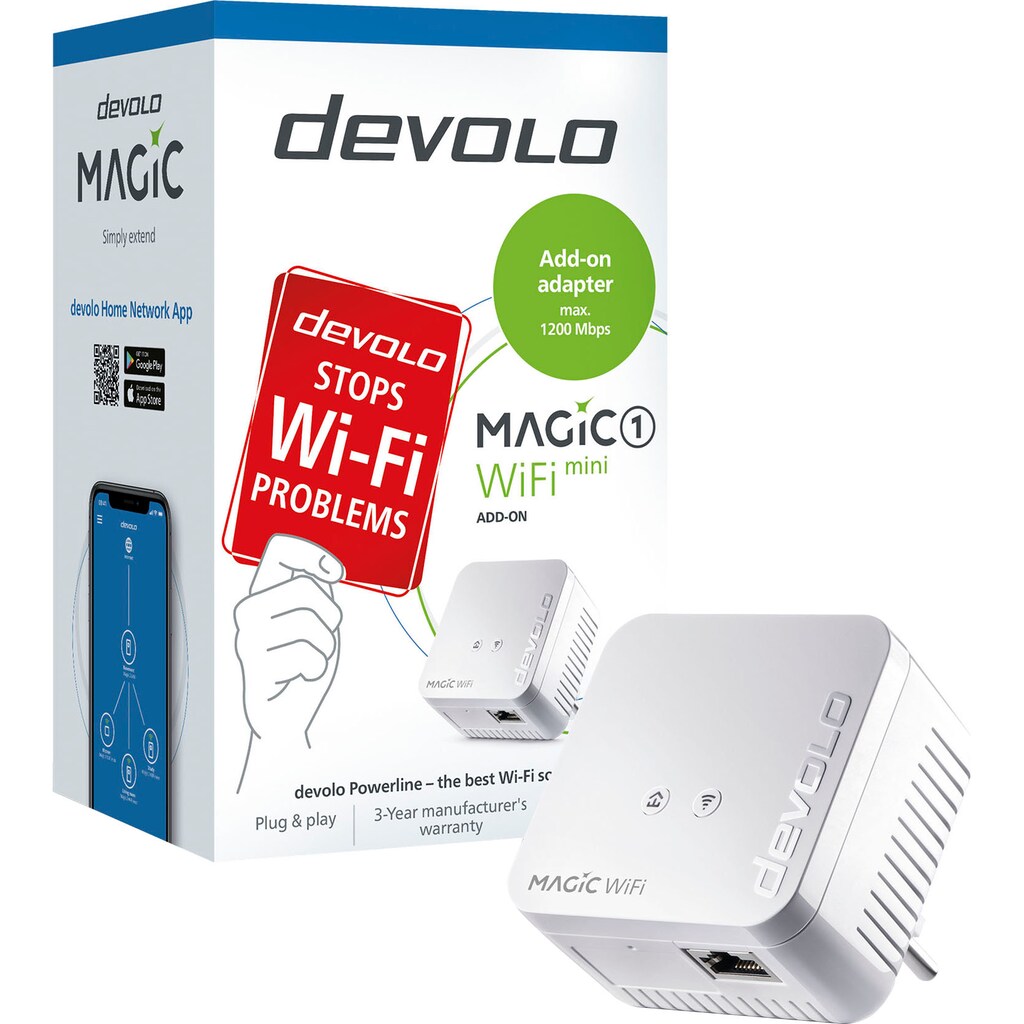 DEVOLO WLAN-Repeater »Magic 1 WiFi mini Ergänzung (1200Mbit, Powerline + WLAN, 1x LAN, Mesh)«