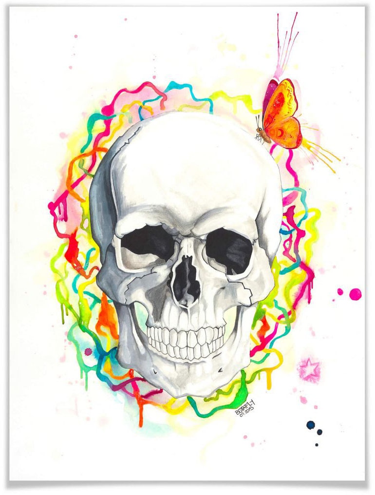 Wall-Art Poster »Skull«, St.), kaufen Schriftzug, Poster, | Wandbild, Bild, (1 BAUR Wandposter
