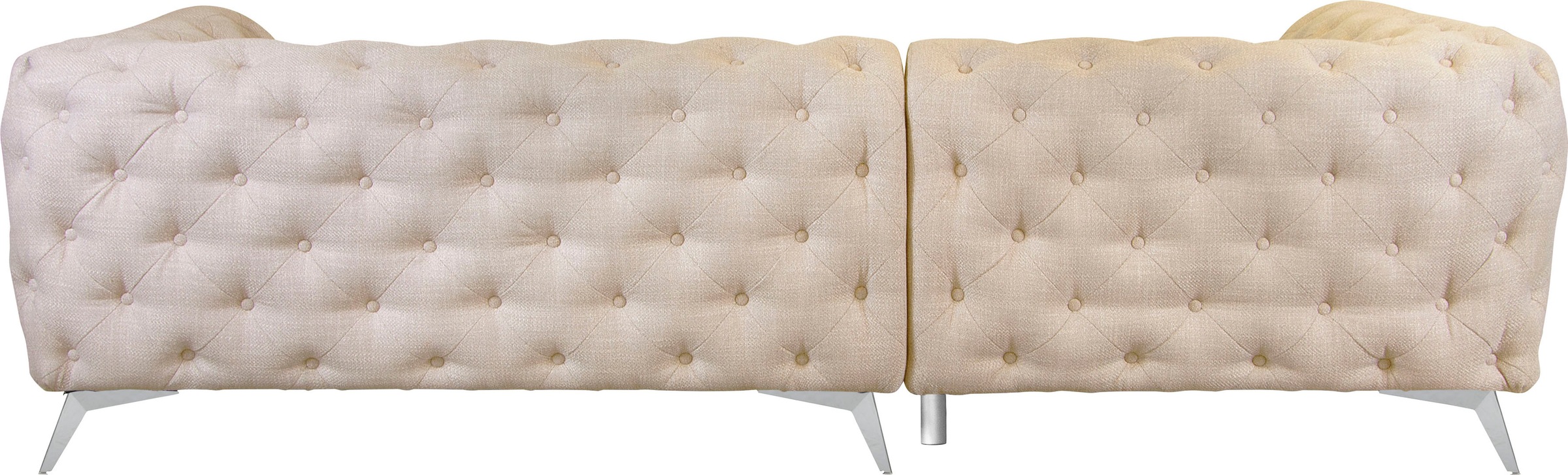 Leonique Chesterfield-Sofa »Ecksofa GLYNIS L-Form mit Wellenunterfederung, Maße B/T/H 264/204/75cm«, aufwändige Knopfheftung, moderne Chesterfield Optik, Fußfarbe wählbar