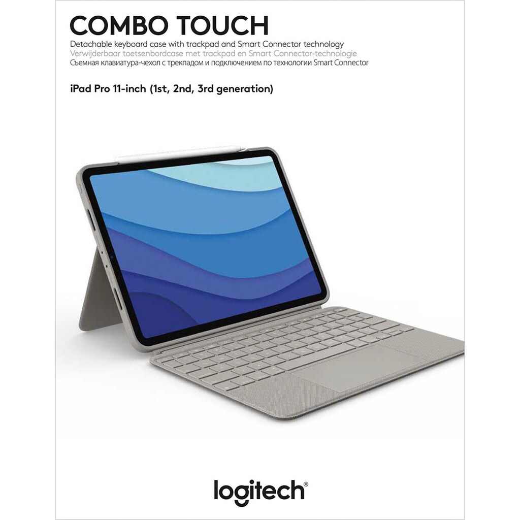 Logitech iPad-Tastatur »Combo Touch iPad Pro 11 Zoll«, (ausklappbare Füße-Multimedia-Tasten)