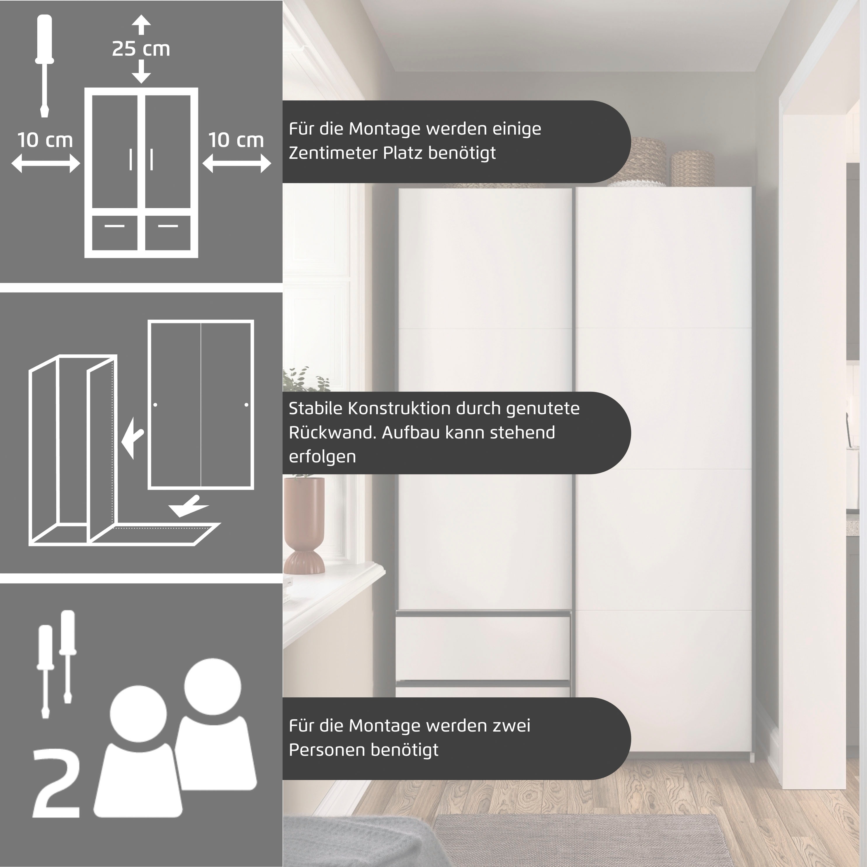 Thumbnail - rauch Schwebetürenschrank "Kleiderschrank Schrank Garderobe Wäscheschrank SEVILLA mit Spiegel", (in 3 verschiedenen Auss...
