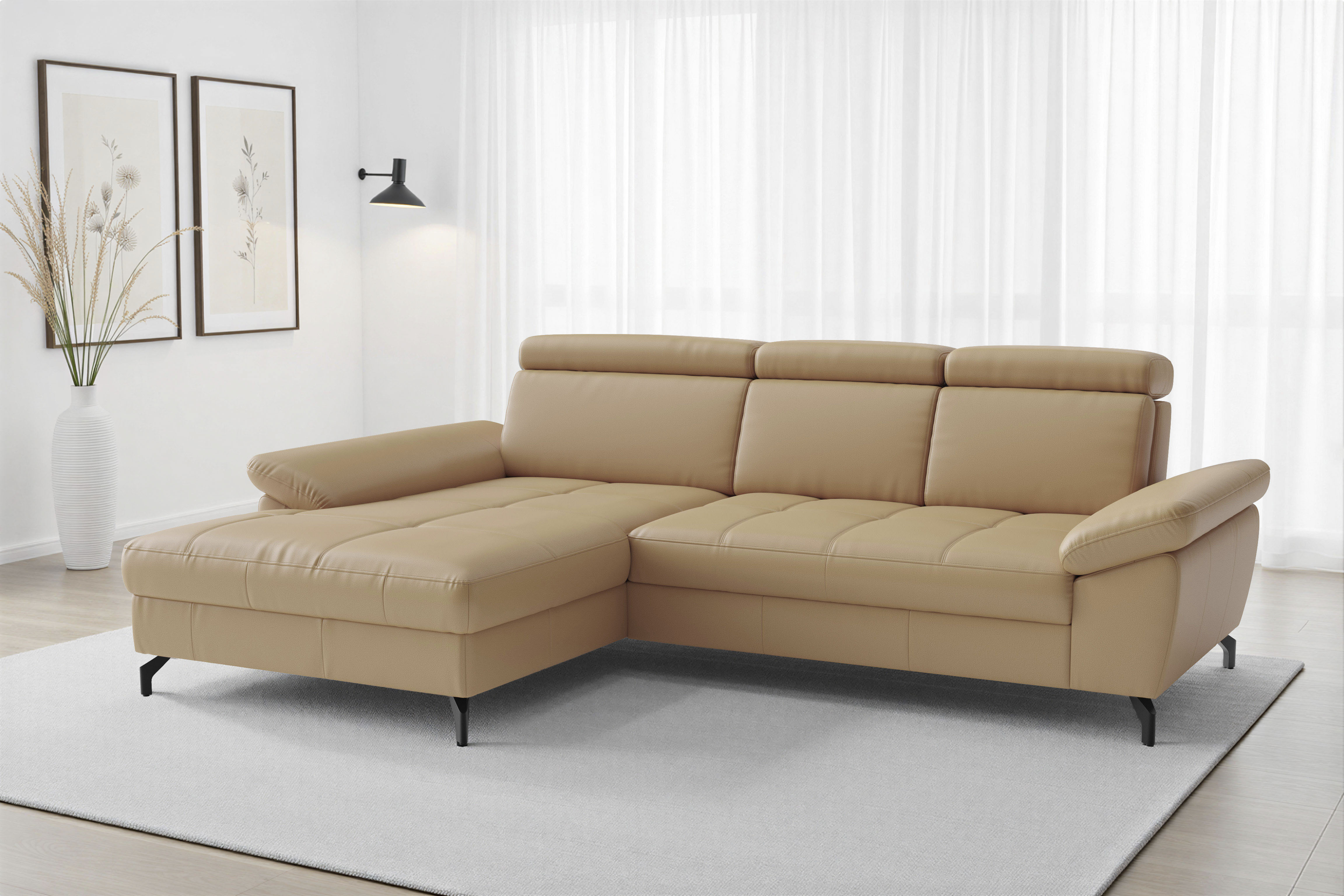 sit&more "Vanity L-Form, Leder, B: 264 cm, mit Sitz-, Kopf u. Armteilverstellung" Couch optional mit Schlaffunktion & Bettkasten, in Leder