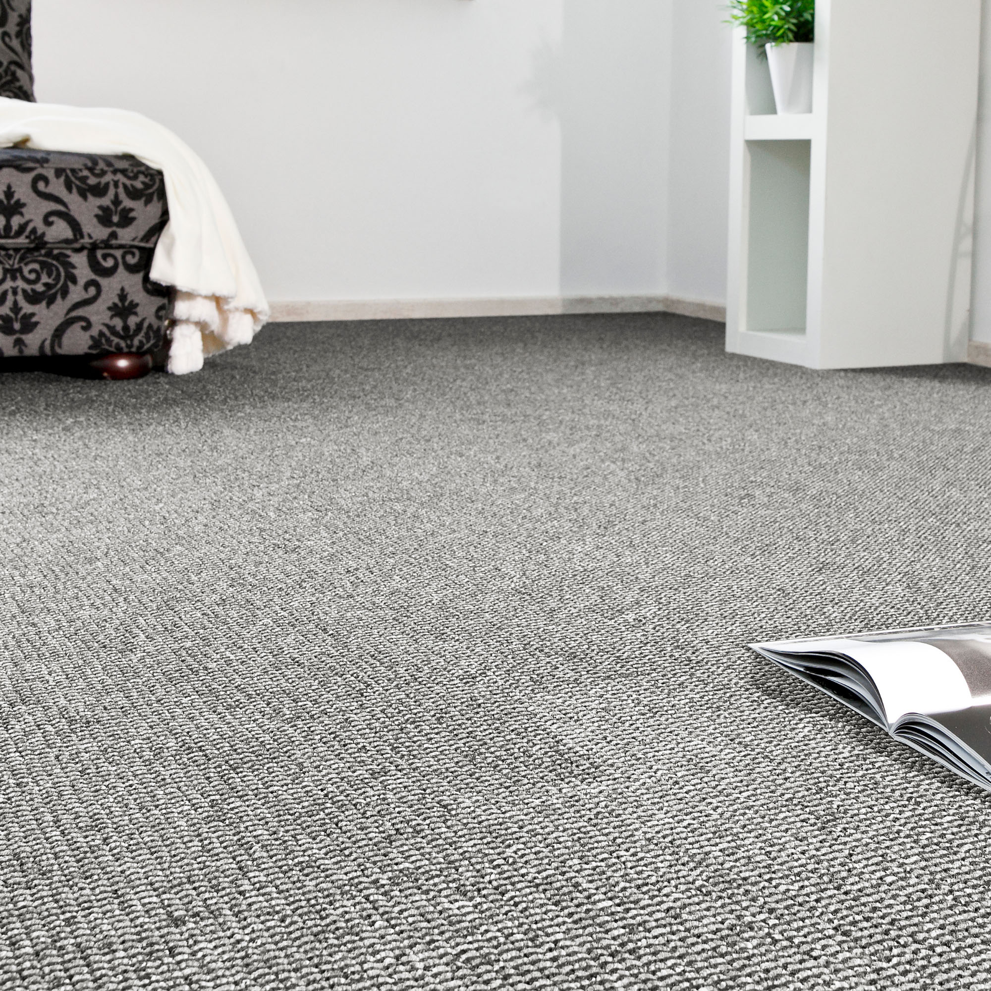 ANDIAMO Teppichboden "Patras, Strukturschlinge, Made in Netherlands", B : 400cm 1 Stk., 8,5mm, L: 1.200cm, grau, Schlafzimmer, Teppiche, meliert,