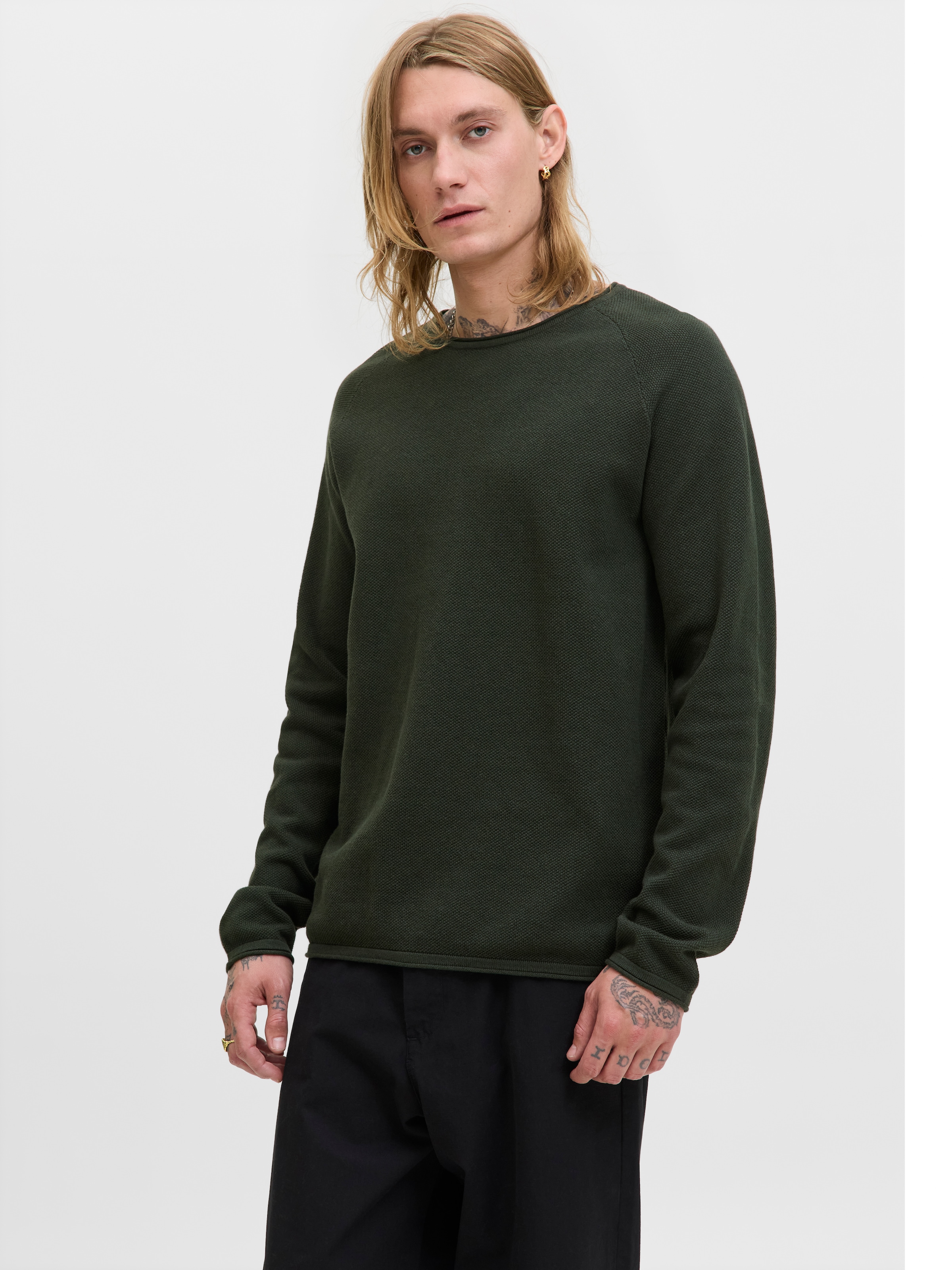 Jack & Jones Rundhalspullover "JJEHILL KNIT CREW NECK NOOS", mit Strukturst günstig online kaufen