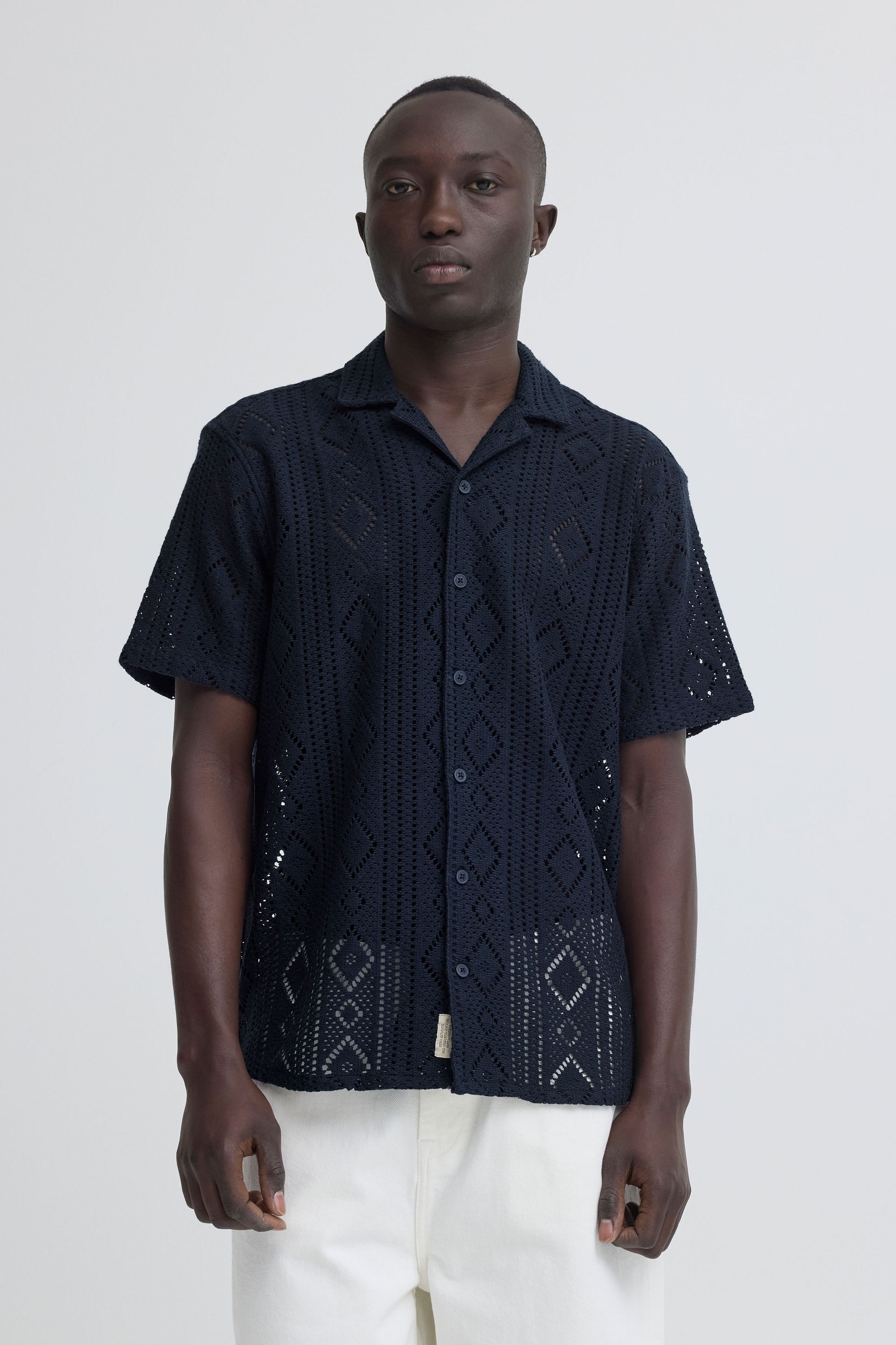 Blend Kurzarmhemd "BHAkon" Sommerliches Kurzarmhemd mit Lochstrickmuster günstig online kaufen