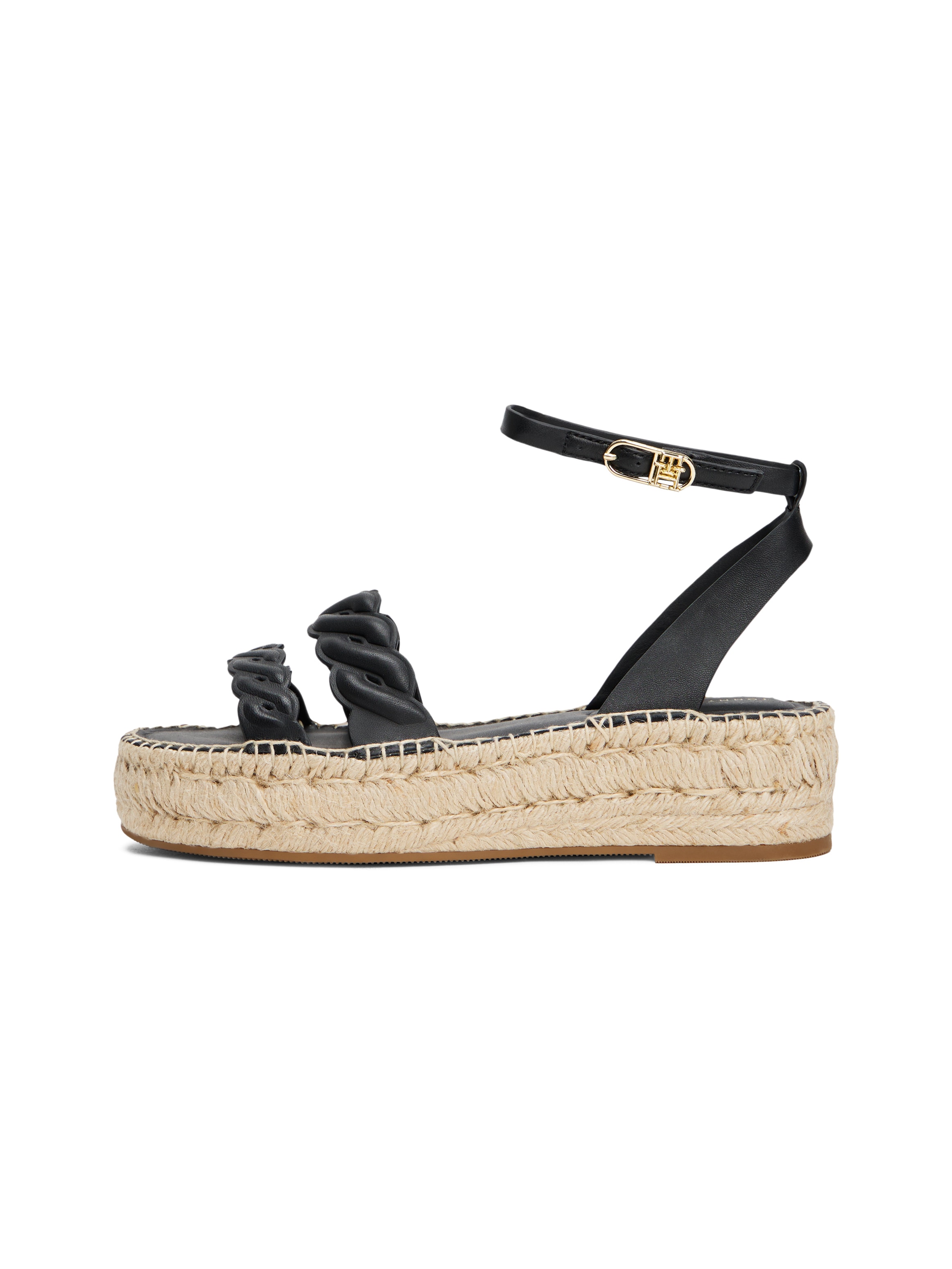 Tommy Hilfiger Keilsandalette »LEATHER ROPE REAL ESPAD SANDAL«, Plateau, Sommerschuh, Riemchensandale mit verstellbarer Schnalle