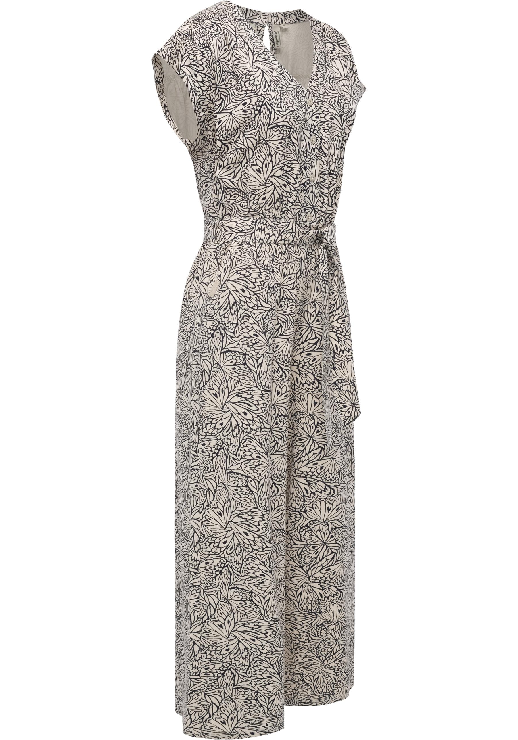 Ragwear Jumpsuit »Glina Print«, Langer Damen Overall mit Bindegürtel an der Taille