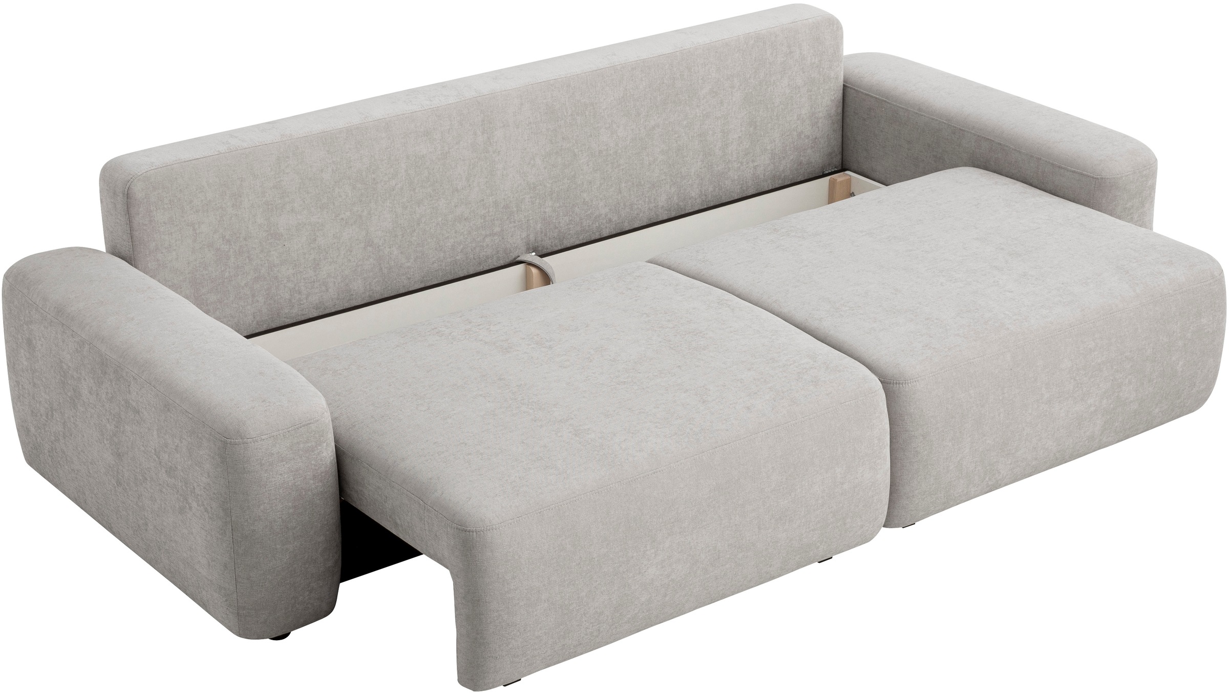 INOSIGN 3-Sitzer »TORGE (257cm), Sofa,Schlafsofa in Cord, Samtvelours, Struktur fein«, rundes Design, Schlaffunktion u. Bettkasten, Liegefläche: 135/200 cm