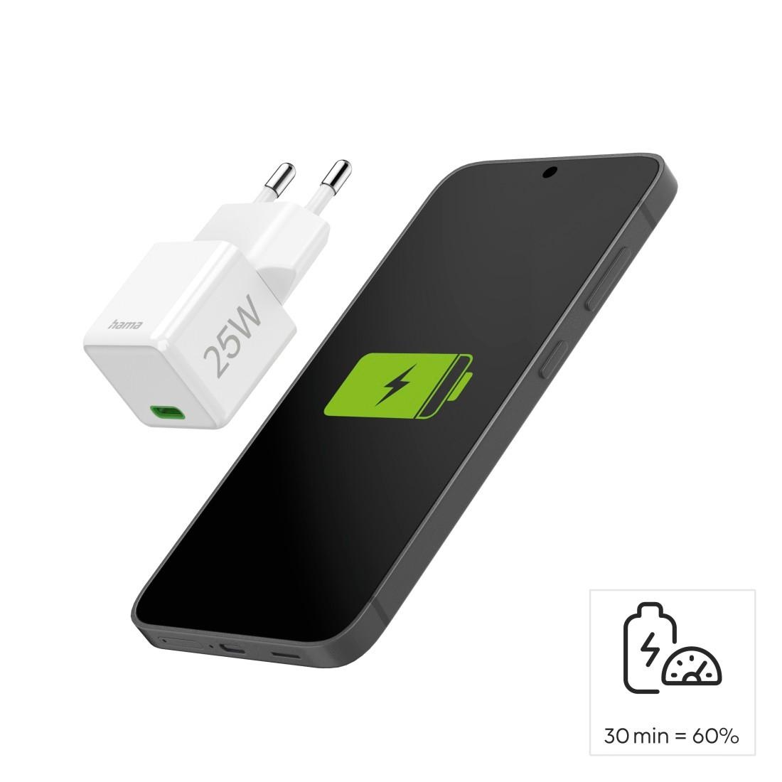 Hama Schnelllade-Gerät »Schnellladegerät (USB-C, PD/QC, extraklein 2,9 x 2,75 x 2,75 cm, 25 W)«, (1 St.)