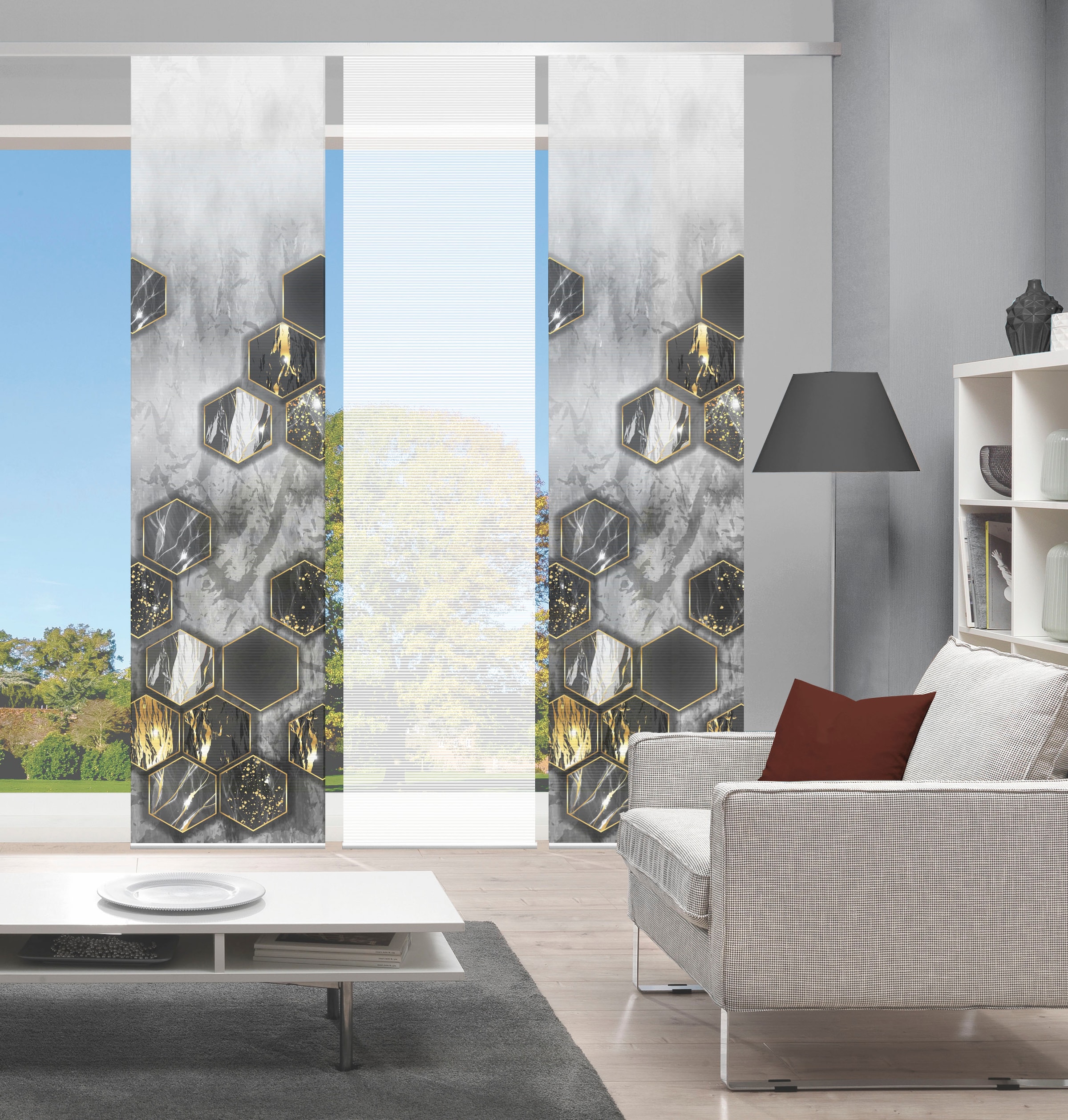 Vision S Schiebegardine "LAYON 3er SET" Paneelwagen 3 Stk. tlg. Schiebevorh günstig online kaufen