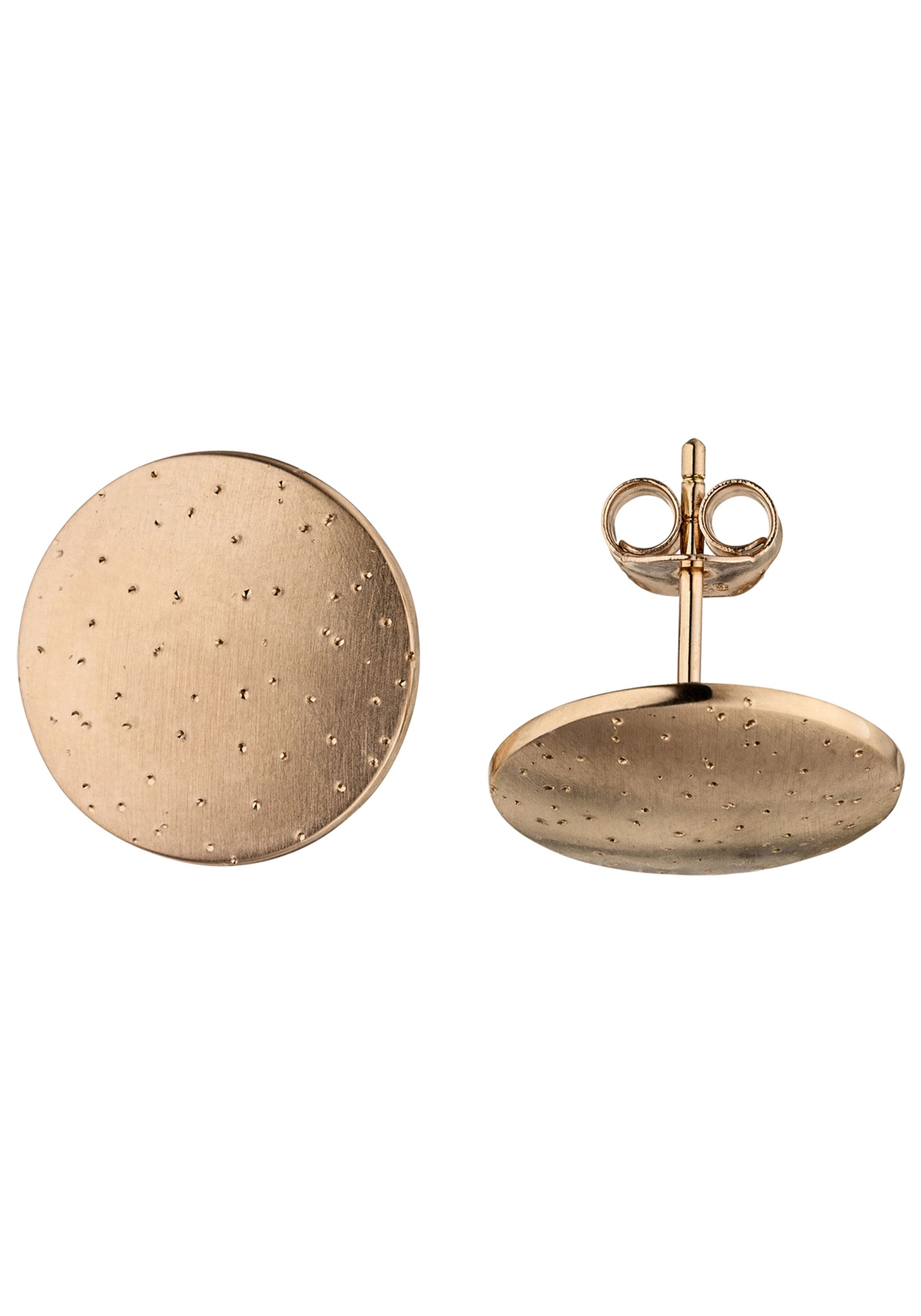 Paar Ohrstecker JOBO "Ohrringe Teller 15 mm", roségoldfarben, Ohrringe, Damen, 15,3mm, Silber 925 (Sterlingsilber), 925 Silber roségold vergoldet mit Glitzer Effekt