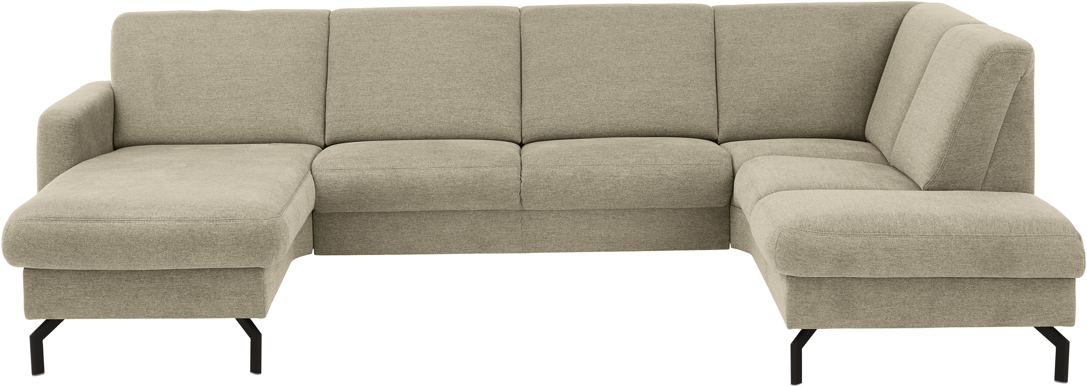 Die PlanBar Wohnlandschaft "PP-PF25099, U-Form, Breite 307cm" Wahlweise mit Kopfstützen, Stauraum und motorischer Vorziehbank