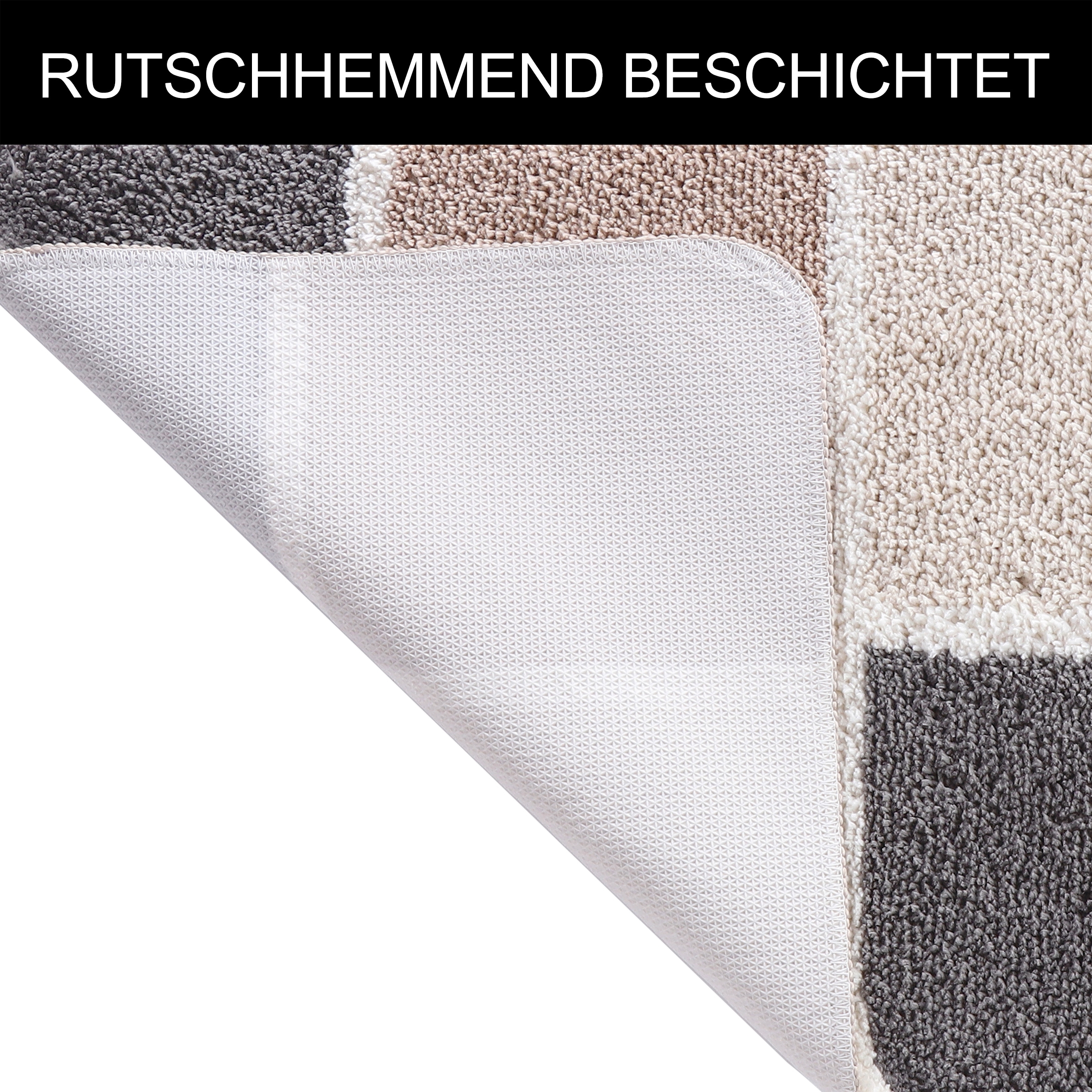 my home Badematte »Anna mit Kachelmuster, Badvorleger, Badezimmer Teppich, Duschvorleger«, rutschhemmend beschichtet, strapazierfähig, Badteppich, Hoch Tief Effekt, Modern, Weich