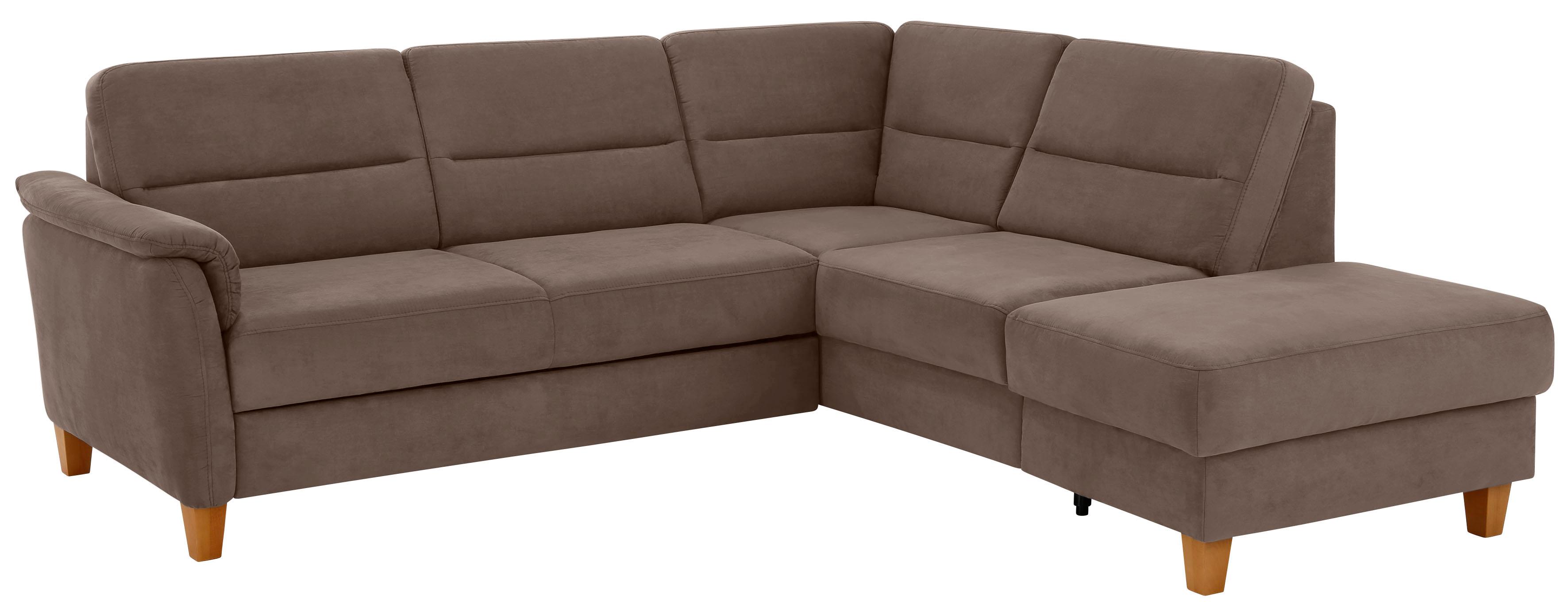 Home affaire Ecksofa "Palmera, L-Form, B: 236 cm, Bettfunktion & Bettkasten wählbar" Federkern-Polsterung, Sitzhöhe 48 cm, handgefertigt, stilvolles Design