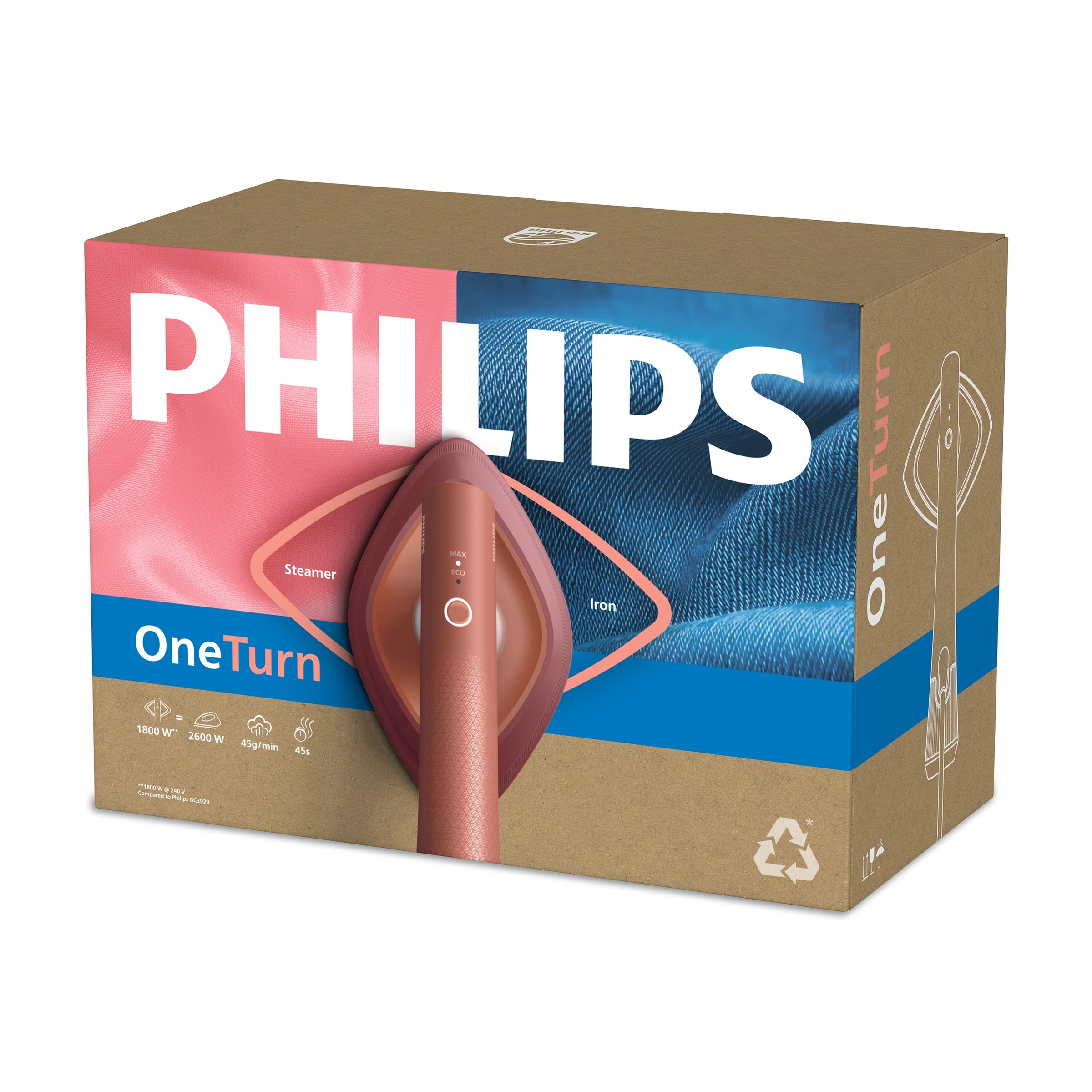 Philips Dampfbügeleisen »GC213/10 OneTurn 2-in-1 Bügeleisen & Steamer, StyleMat & Dock inkl.« 1800 W SteamGlide Plus, 200ml Wasserbehälter und 90 g Dampfstoß