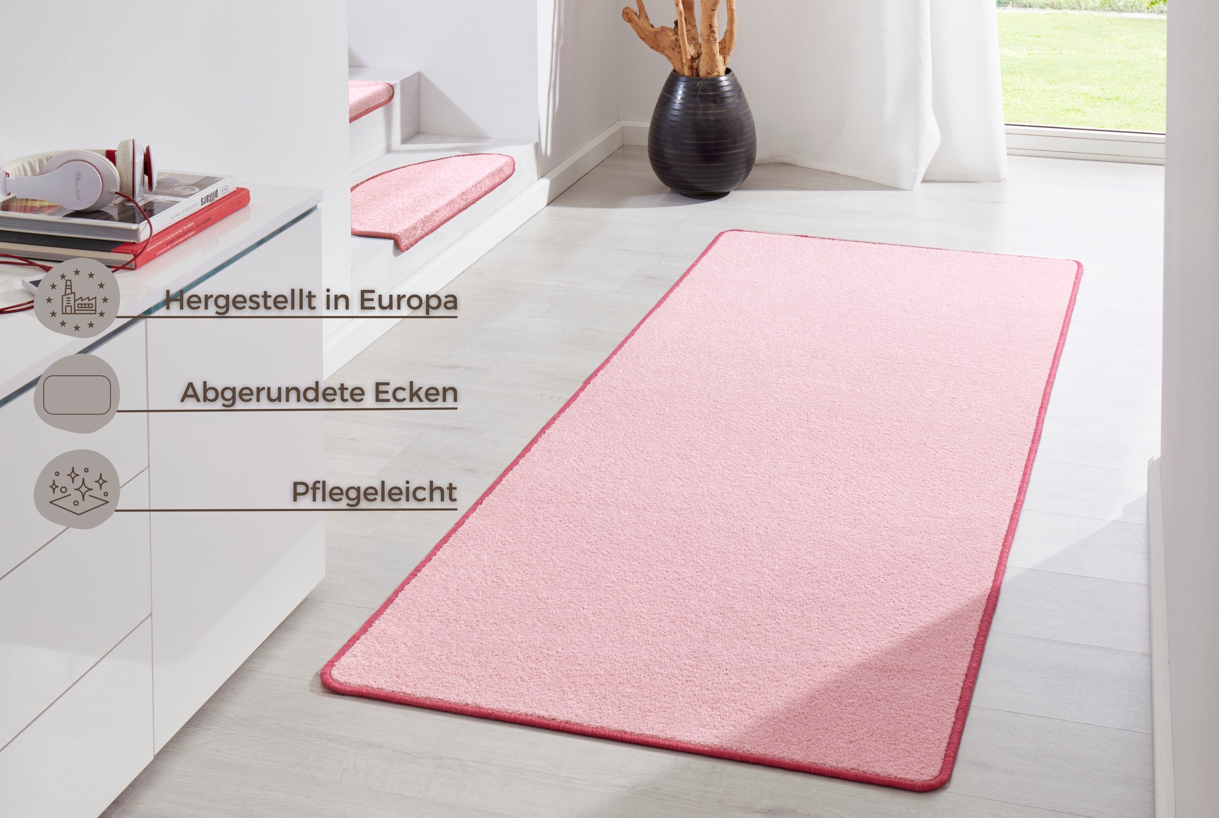 HANSE Home Teppich »Fancy«, rechteckig, 7 mm Höhe, Kurzflor, Läufer, uni, gekettelt, Wohnzimmer, Schlafzimmer, Esszimmer