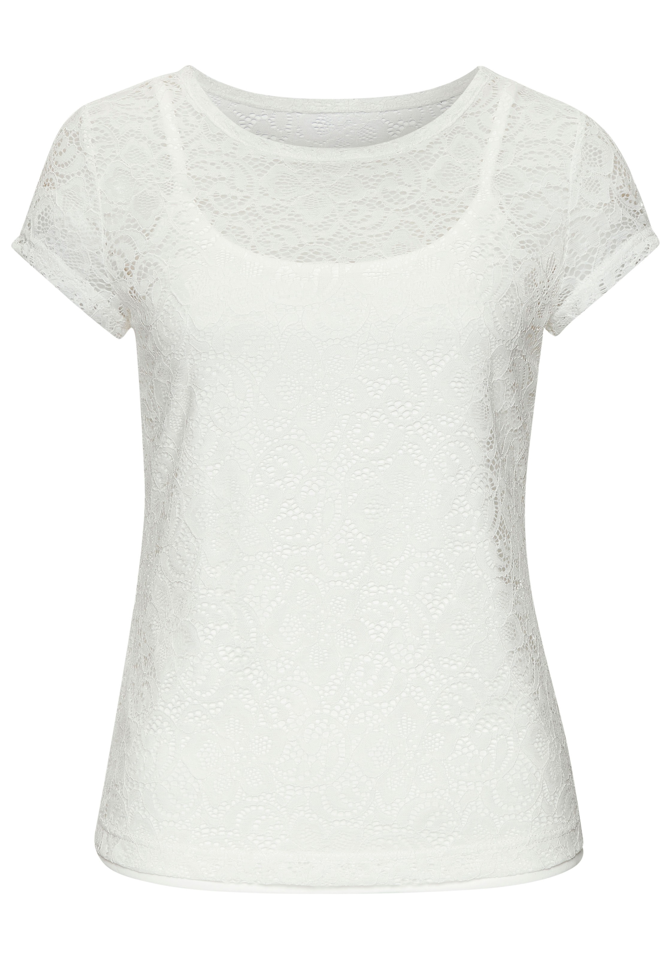 LASCANA Spitzenshirt (Packung, +Top) mit Blumenmuster günstig online kaufen