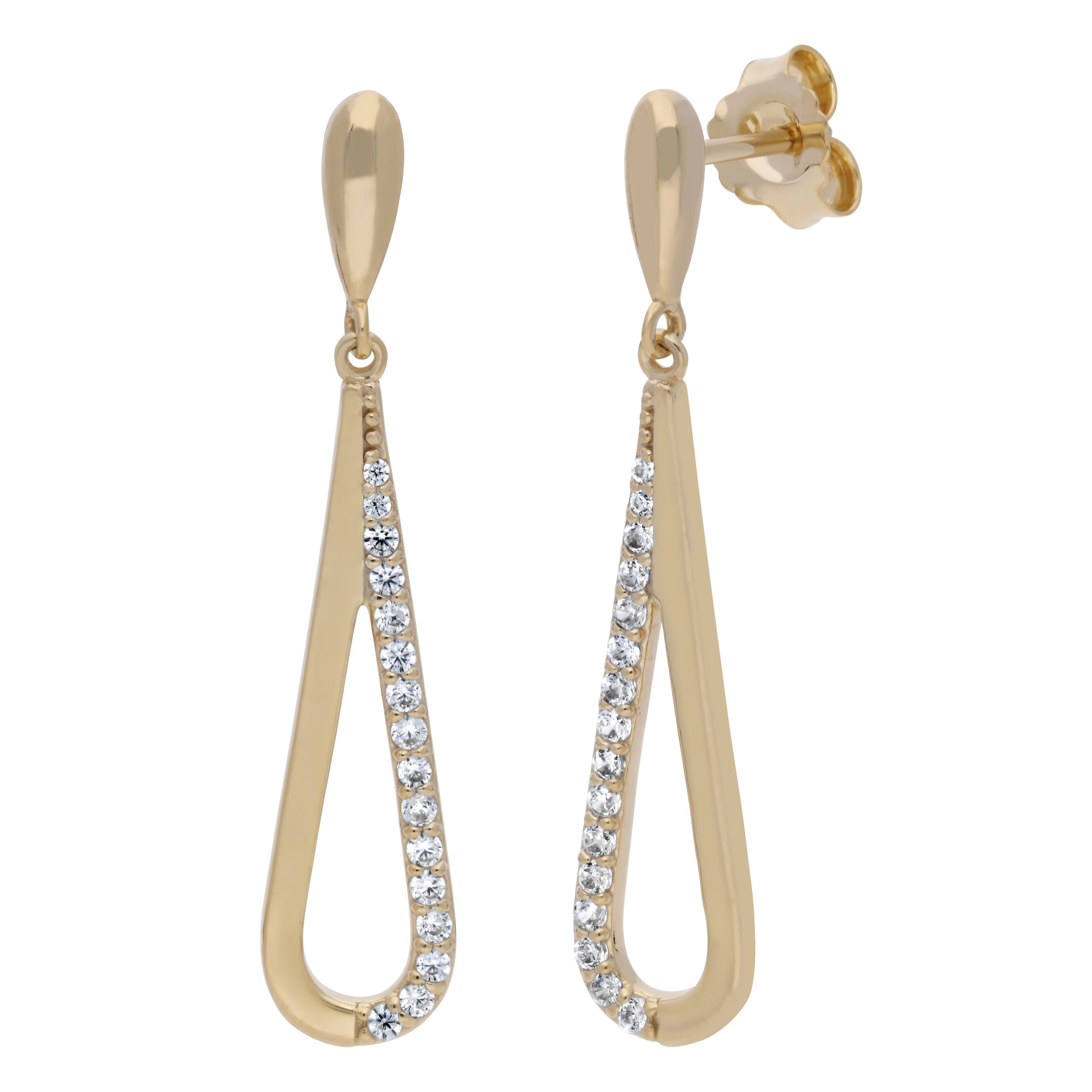 Paar Ohrstecker FIRETTI "Schmuck Geschenk Silber 925 Ohrschmuck Ohrringe Tropfen", gelbgoldfarben, kristallweiß, kristallweiß, Ohrringe, Damen, Silber 925 (Sterlingsilber), mit Zirkonia (synth.)