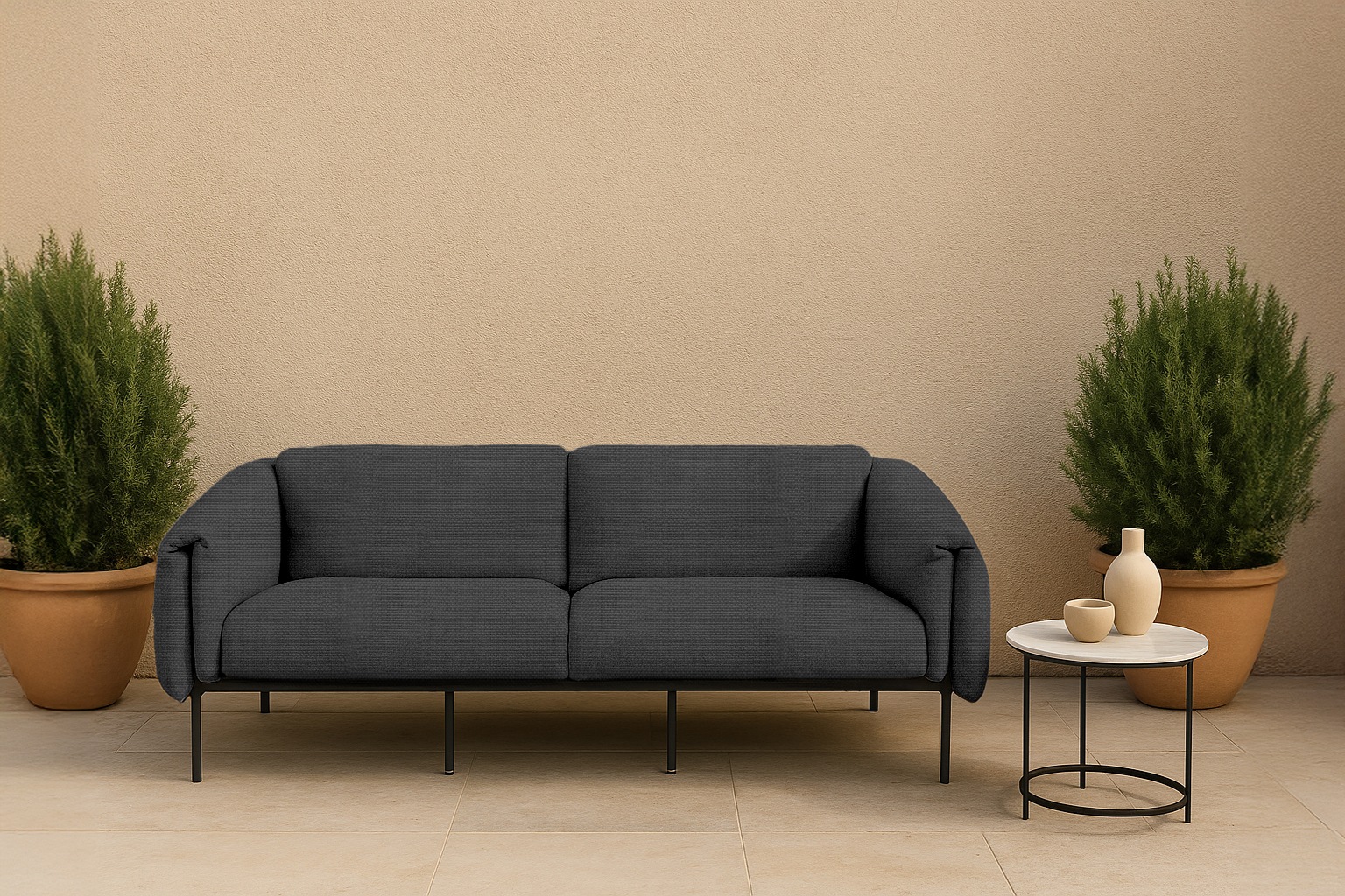 2-Sitzer HOME AFFAIRE, B:186cm H:73cm T:96cm, grau, 100% Olefin, Sofas, "Lumi", Outdoor Gartensofa, wetterfeste Materialien, Breite 186 cm