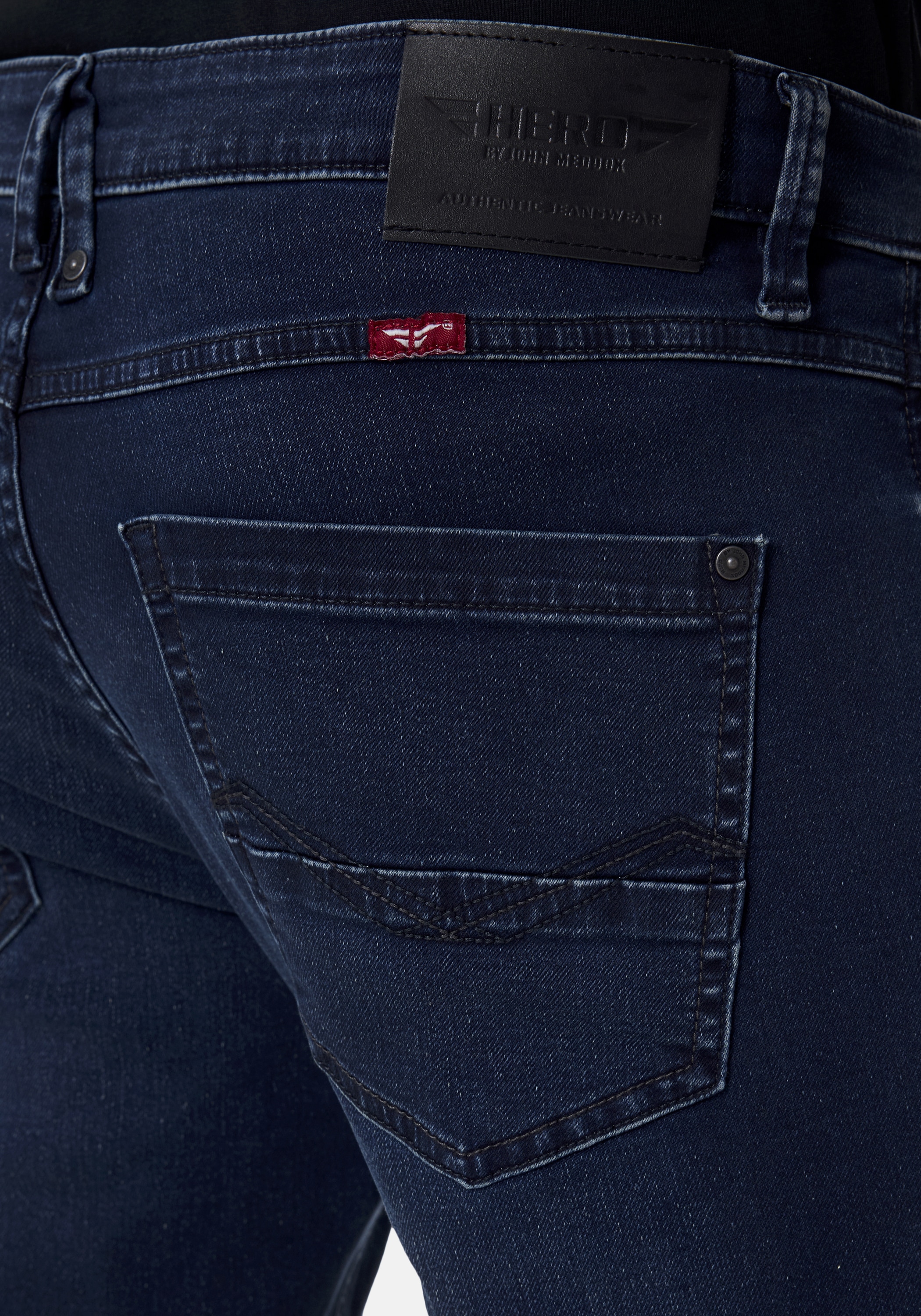 HERO by John Medoox 5-Pocket-Jeans »Portland Denim Slim Straight Stretch«, Straight Fit Casual Clean Wash Denim Jeans für Herren
