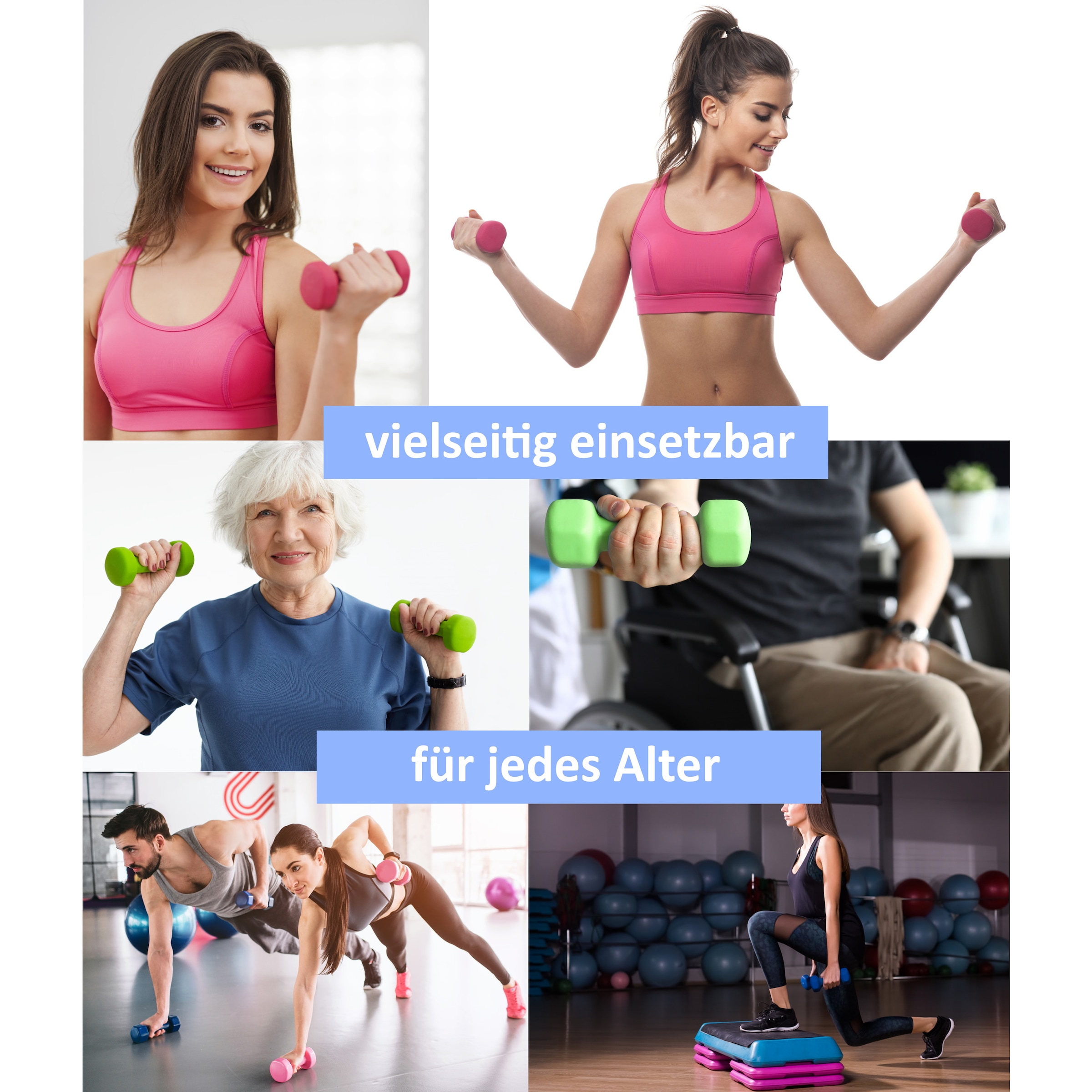 body coach Kurzhantel »Neopren-Hantel für Fitness & Gymnastik«, (Set, mit 2 Hanteln 2 kg), rutschfest, eckige Form, vielseitig nutzbar