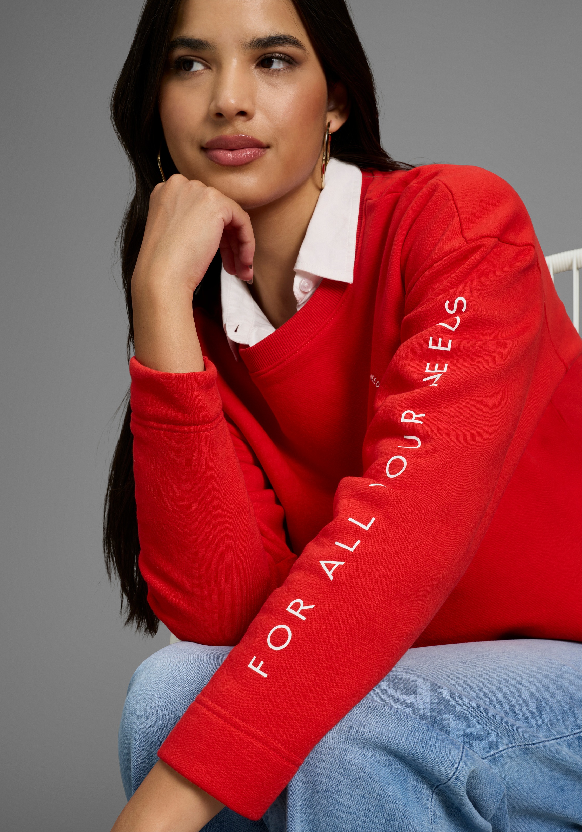 Thumbnail - FAYN SPORTS Sweater, Weite Oversize‑Passform mit Logo‑Print auf Brust und Ärmel