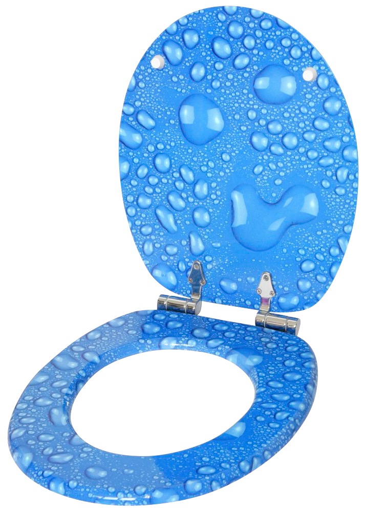 Sanilo Badaccessoire-Set »Tautropfen Blau«, (Komplett-Set, 3 tlg.), bestehend aus WC-Sitz, Badteppich und Waschbeckenstöpsel