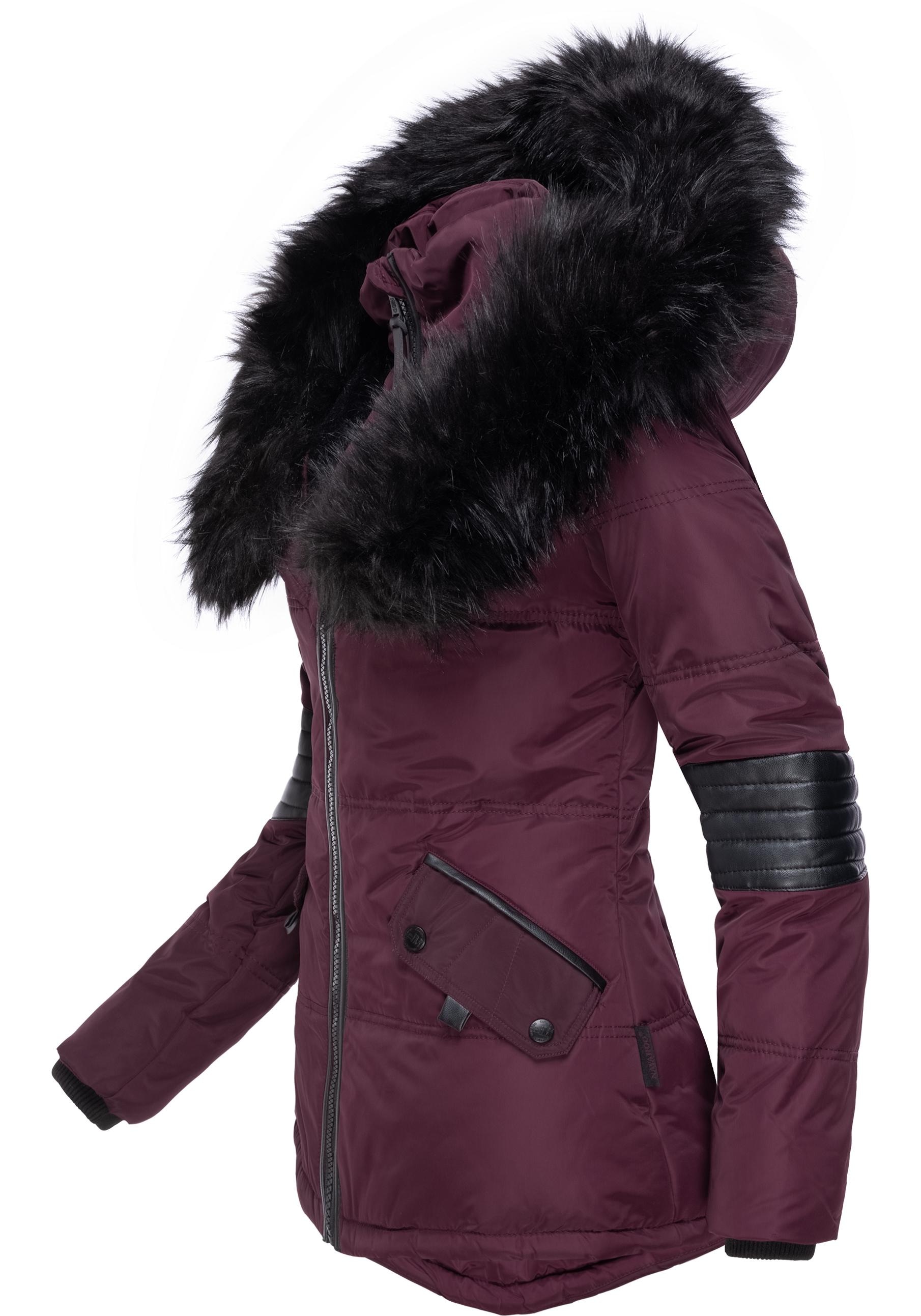 Navahoo Winterjacke "Nirvana", mit Kapuze, edle Steppjacke m. schwarzem Kun günstig online kaufen