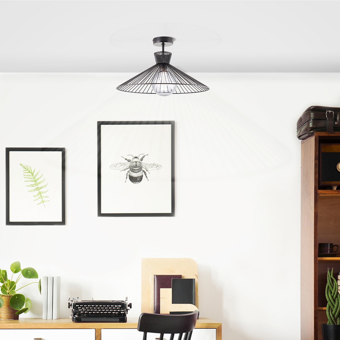 Brilliant Deckenleuchte »Elmont«, 1 flammig, Leuchtmittel E27 | ohne Leuchtmittel, Deckenlampe 45cm schwarz matt