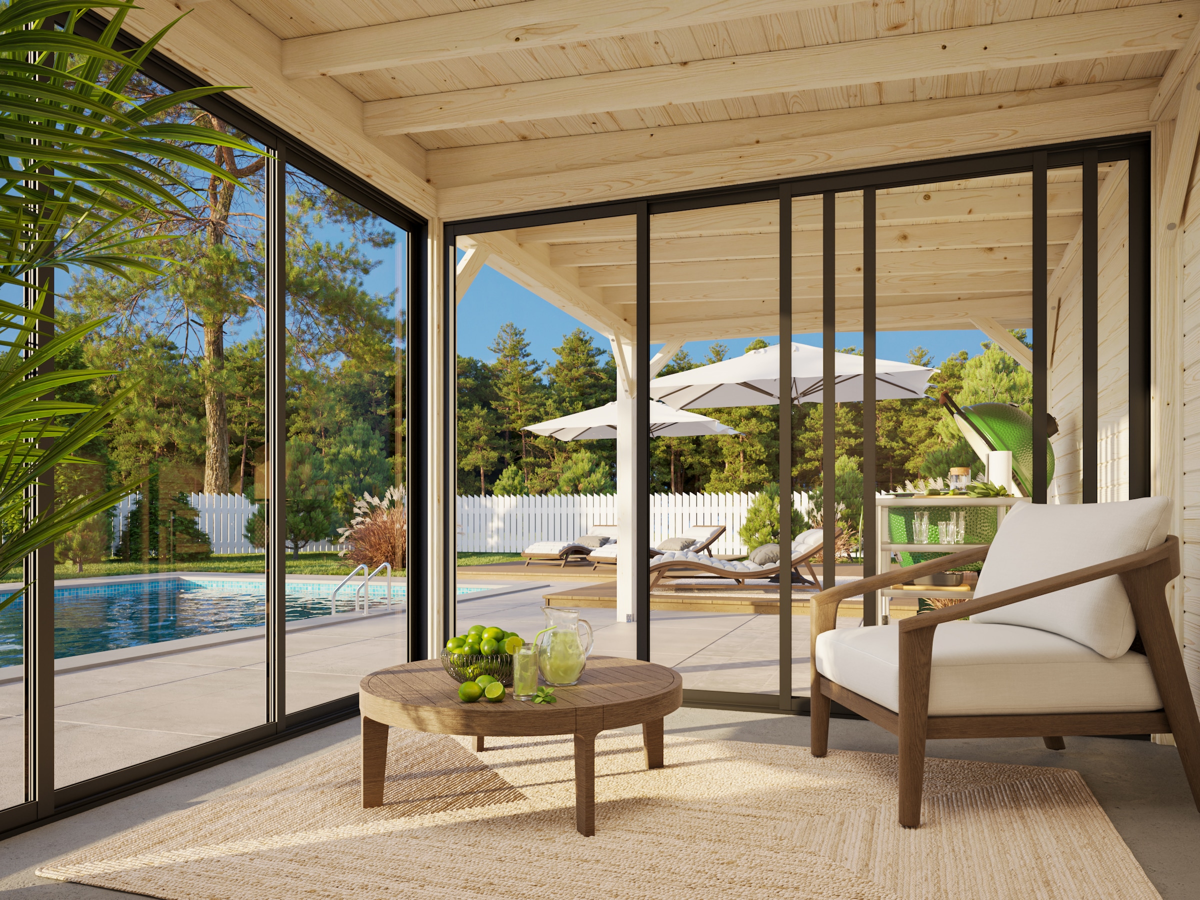 Palmako Gartenhaus »Lenna 16,6 m², Set 705 Slide Plus«