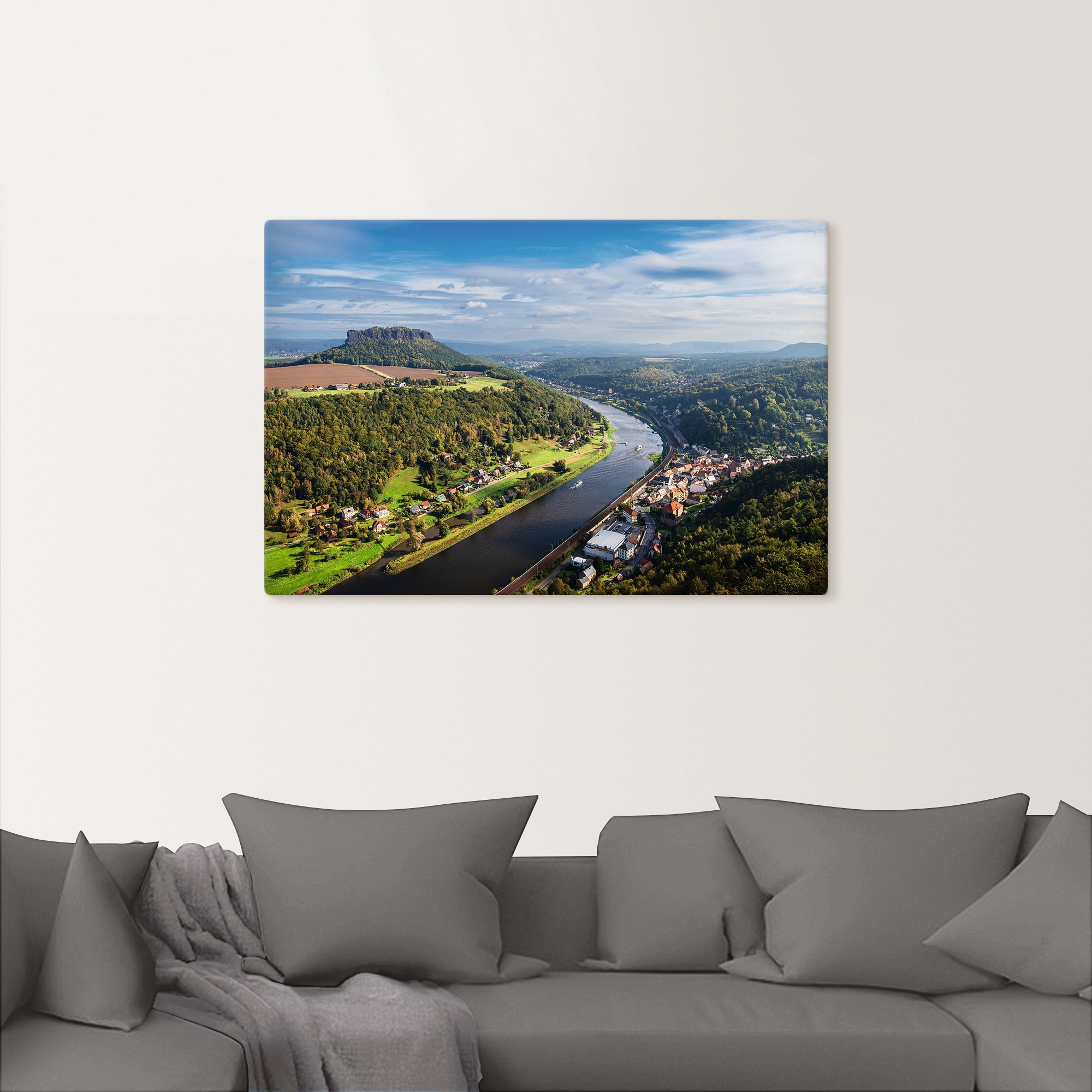 Artland Poster »Blick auf Elbe & die Sächsische Schweiz«, Berge & Alpenbilder, (1 St.), auf Keilrahmen gespannt