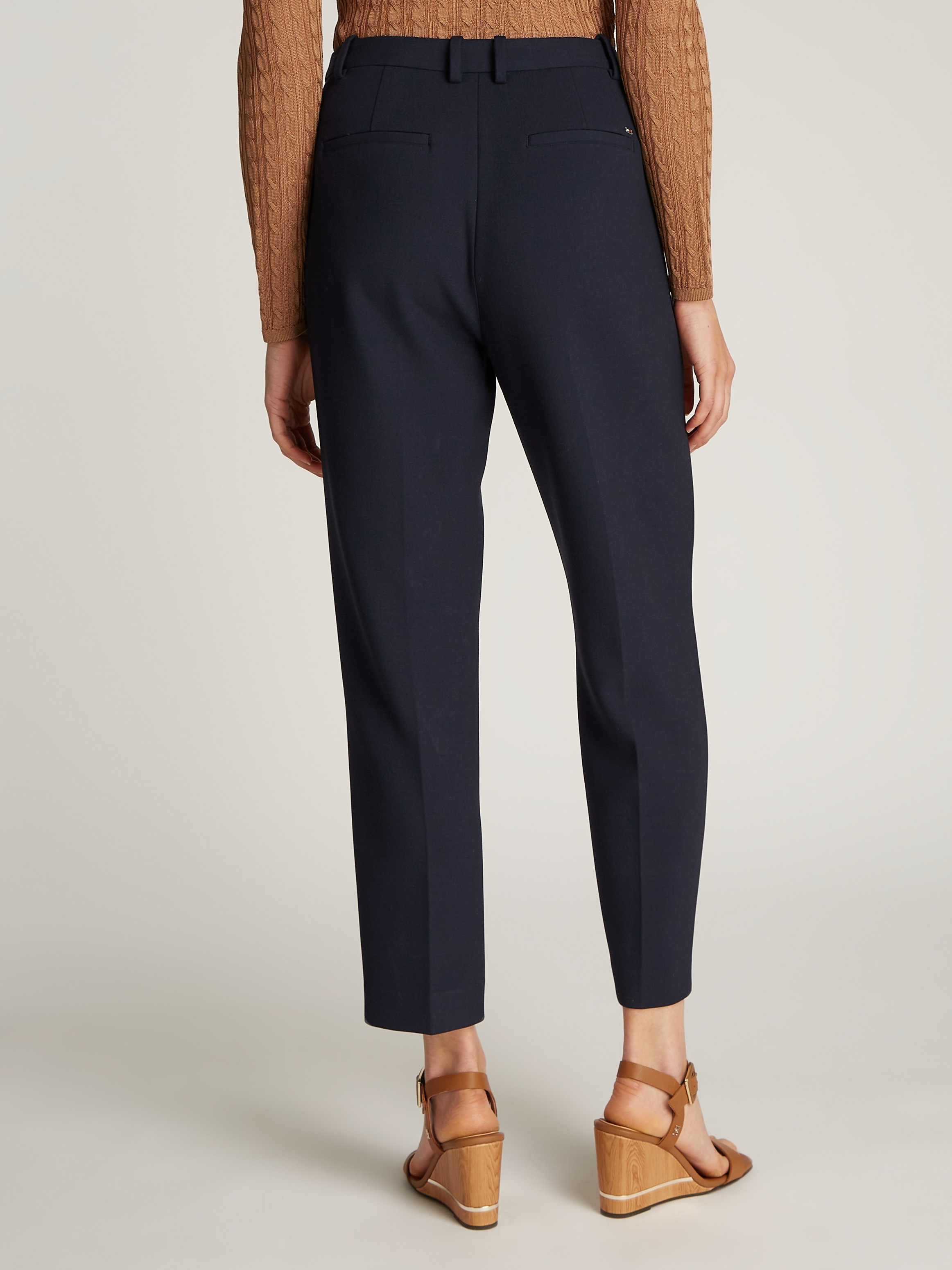 Tommy Hilfiger Webhose »PUNTO SLIM STRAIGHT PANT«, mit Bügelfalten, Metalllabel