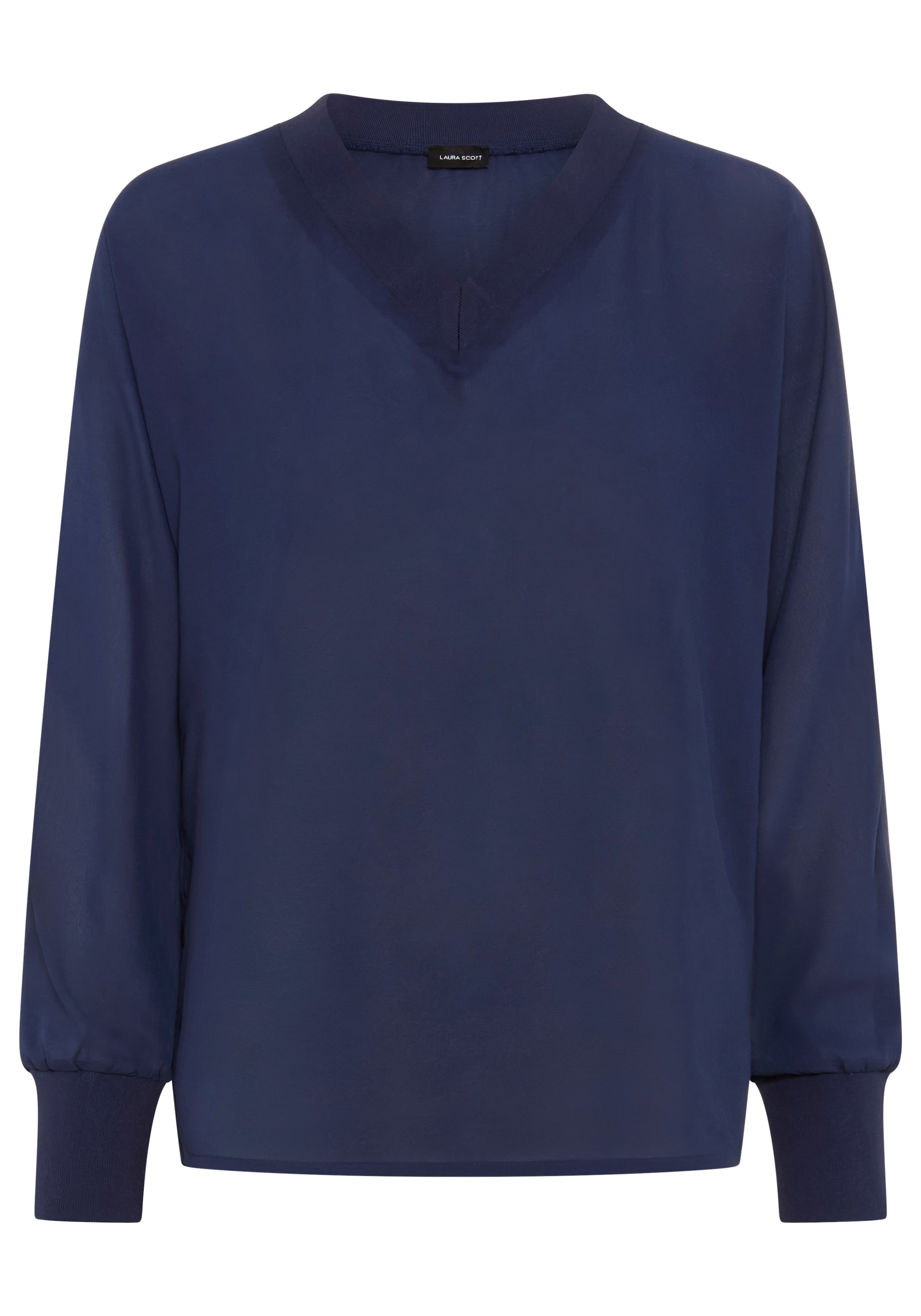 Laura Scott Schlupfbluse Langarmbluse mit hüftbedeckender Länge, V-Ausschnitt