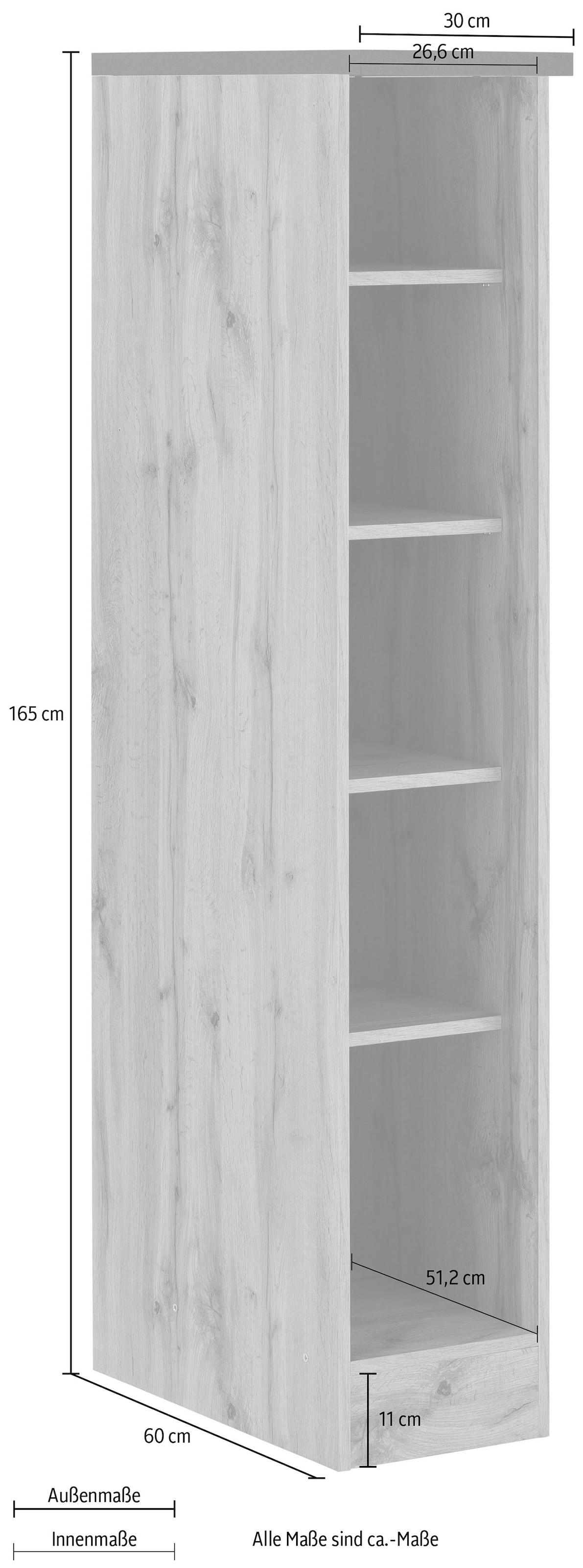 HELD MÖBEL Küchenregal »Colmar«, 30 cm breit, 165 cm hoch, 4 verstellbare  Einlegeböden, viel Stauraum | Sale bei BAUR