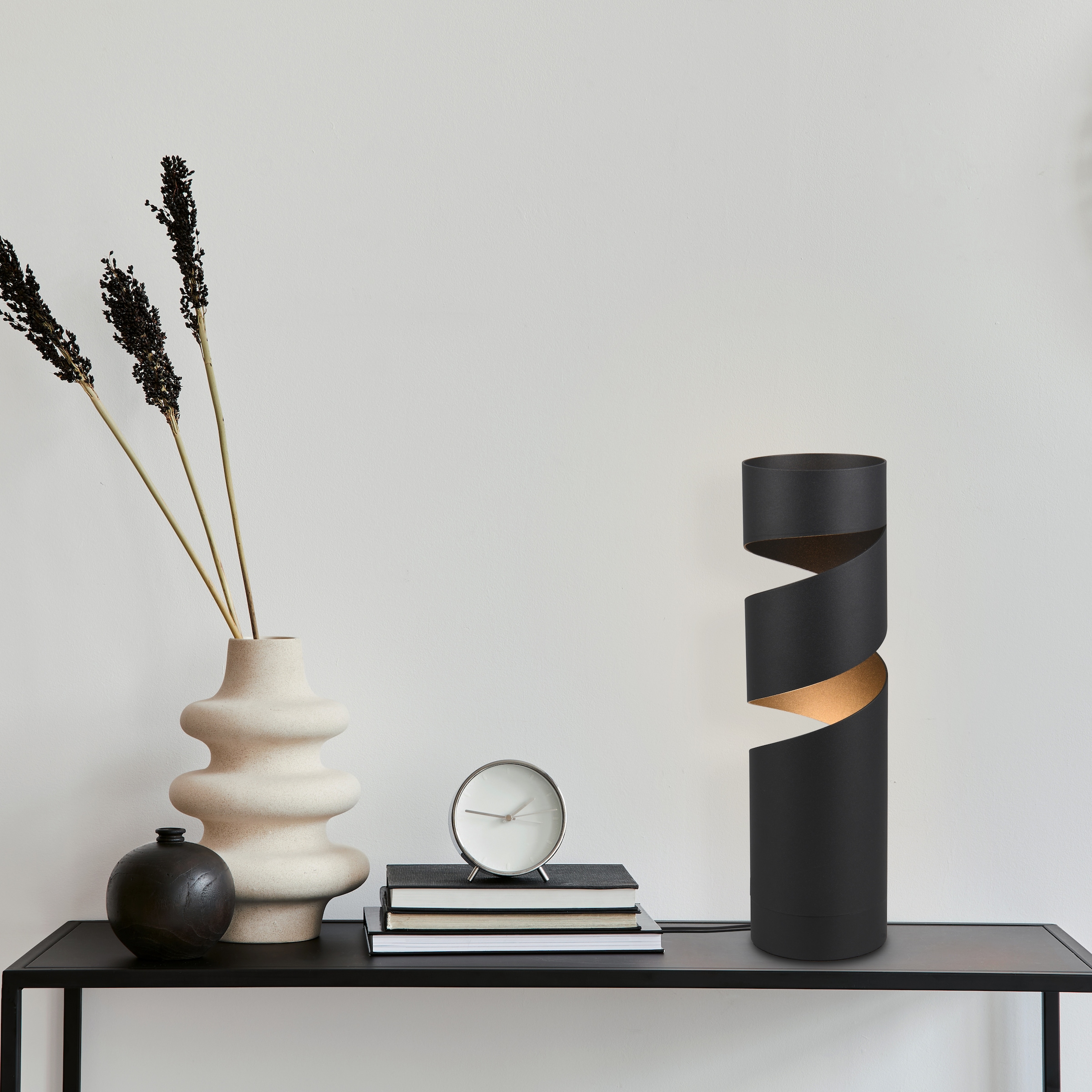 TRIO Leuchten Tischleuchte »STREAM, spiralförmige Tischlampe Metall exkl GU10 max 10W« GU10 1 Stk. warmweiß - kaltweiß Höhe 35cm Ø 10cm, moderne Tischleuchte Nachttischlampe