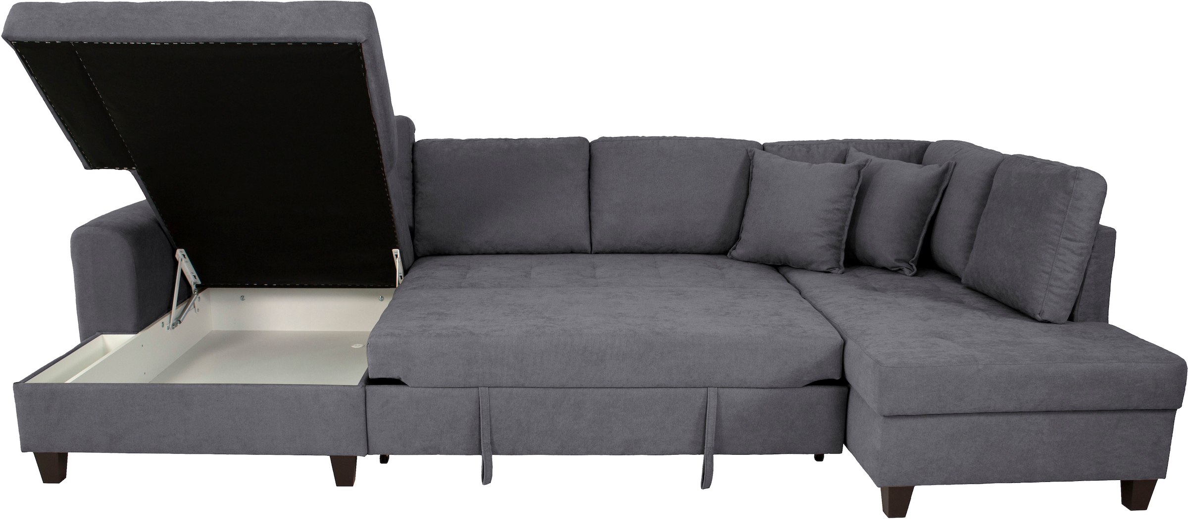 Trends by HG Wohnlandschaft »Moritz, U-Form« inkl. Bettfunktion und Bettkasten, inkl. 2 Zierkissen