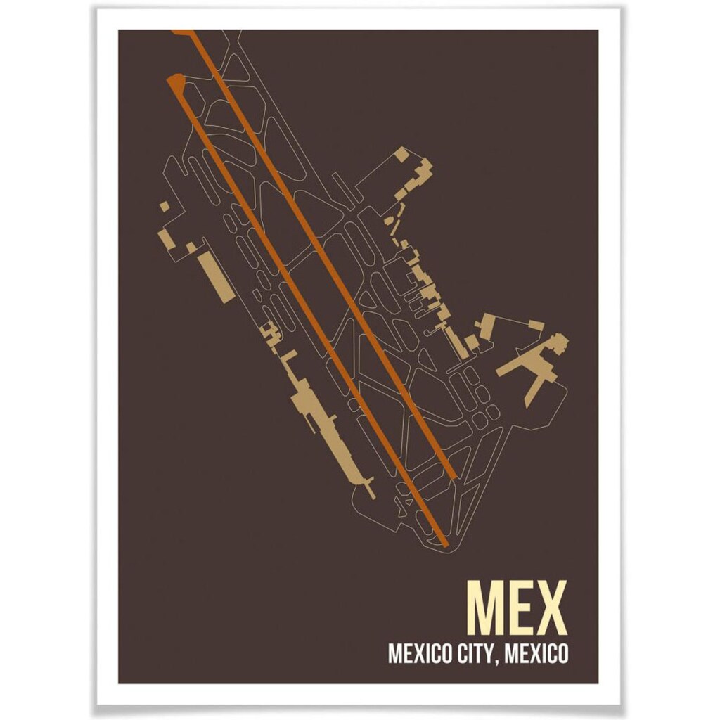 Wall-Art Poster »Wandbild MEX Grundriss Mexico City«, Grundriss, (1 St.)