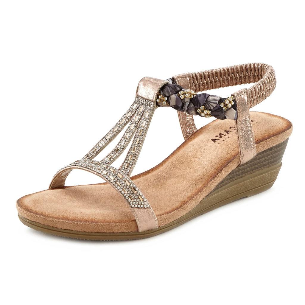 LASCANA Sandale »Sandalette, Sommerschuh«, mit Schmucksteinen, Glitzer, elastische Riemen, Sandalette,Sommerschuh