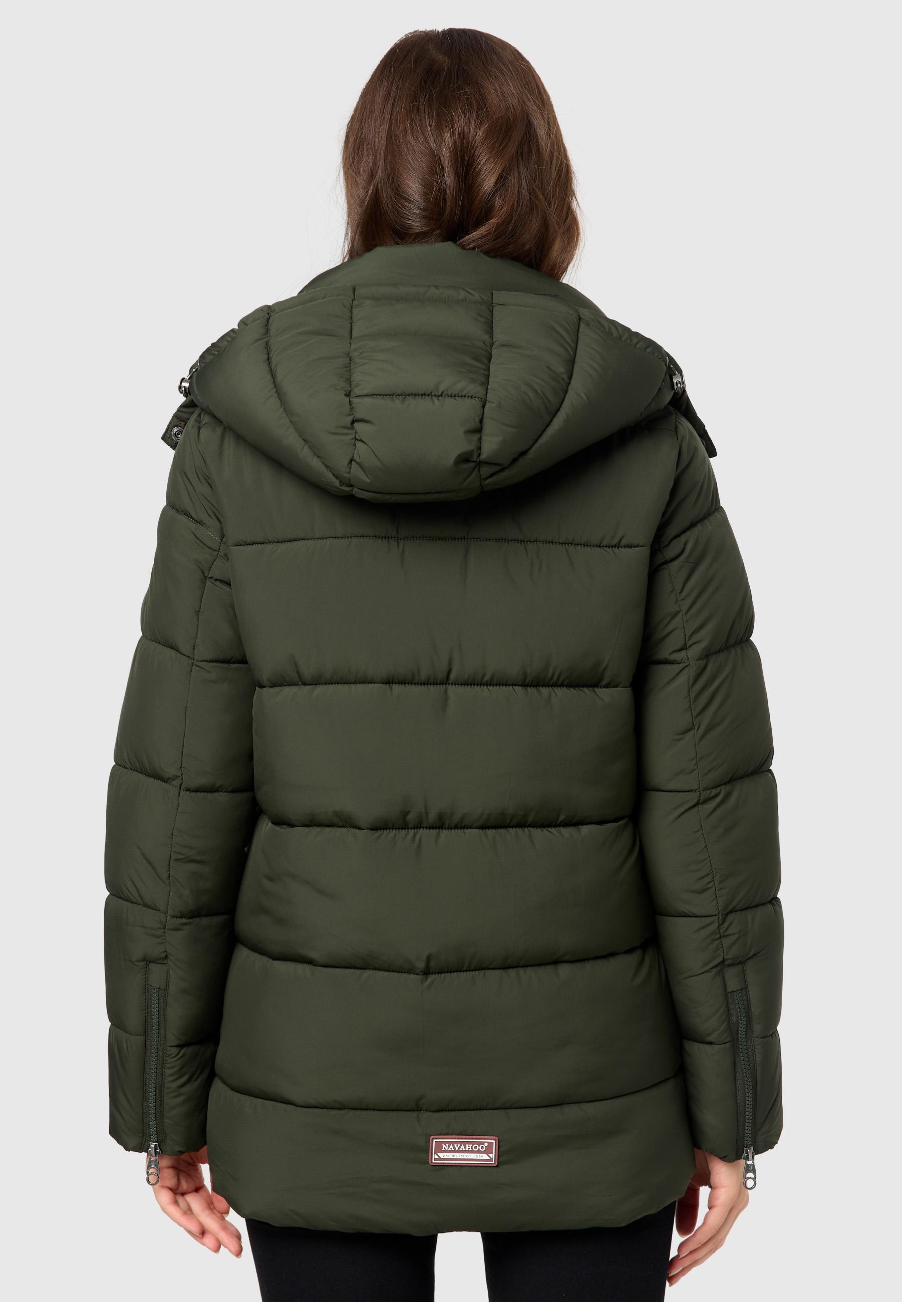 Navahoo Winterjacke »Wattewölkchen«, mit Kapuze, Modische Damen Steppjacke mit kontrastfarbenen Details