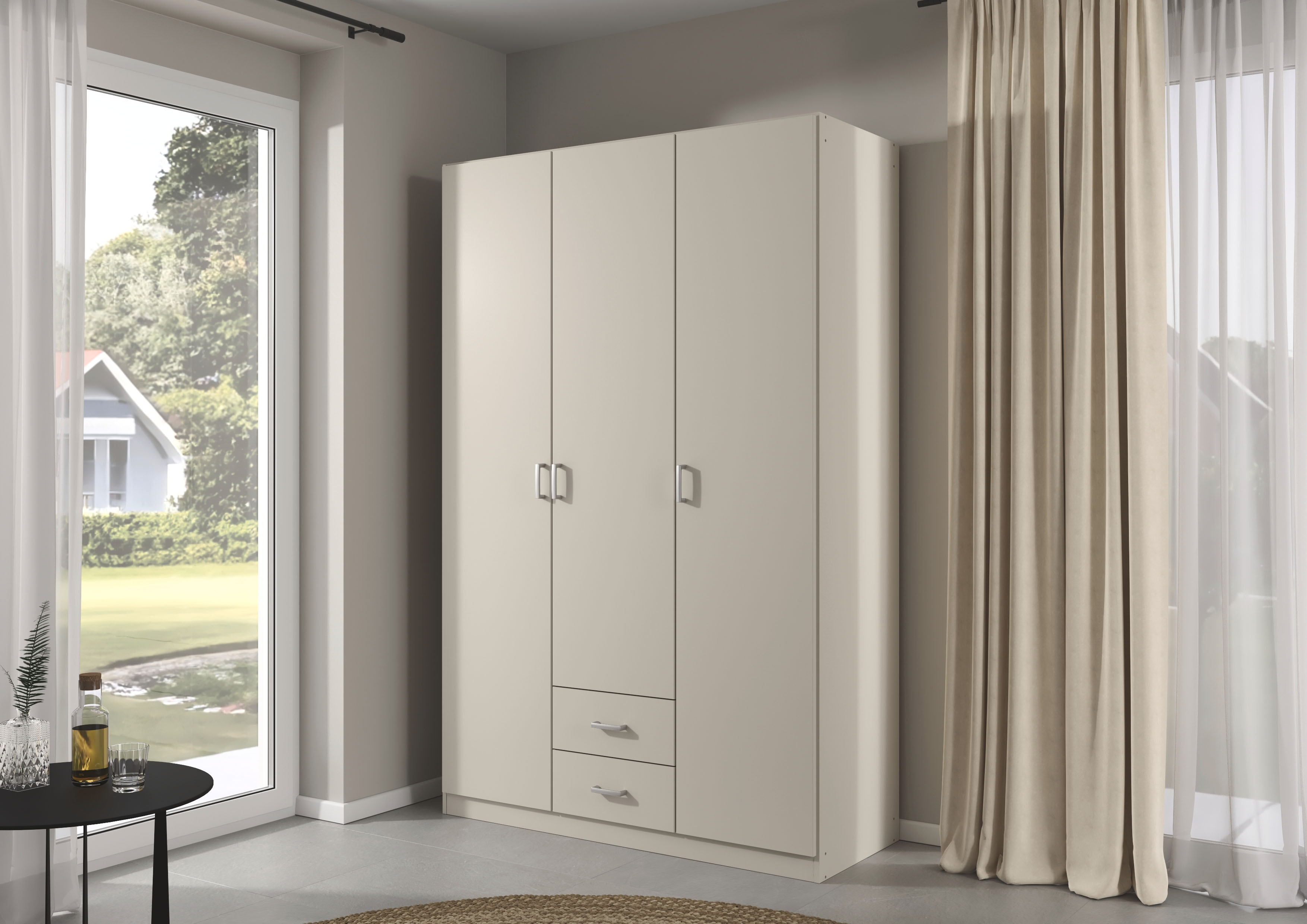 rauch Drehtürenschrank "Kleiderschrank Garderobe GAMMA Breite 136 cm" in 3 Ausstattungen BASIC/CLASSIC/PREMIUM (inkl. SOFT-CLOSE-Funktion), mit Schubladen, verschiedene Griff-Varianten TOPSELLER MADE IN GERMANY