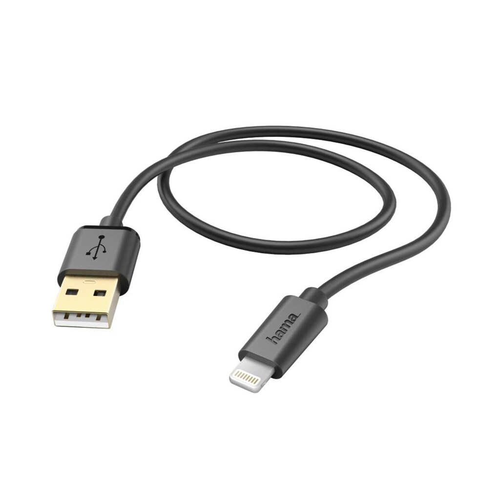 Hama USB-Kabel »Lade-/Datenkabel, Lightning, 1,5 m, Schwarz, USB-Kabel«, Lightning-USB Typ A, 150 cm